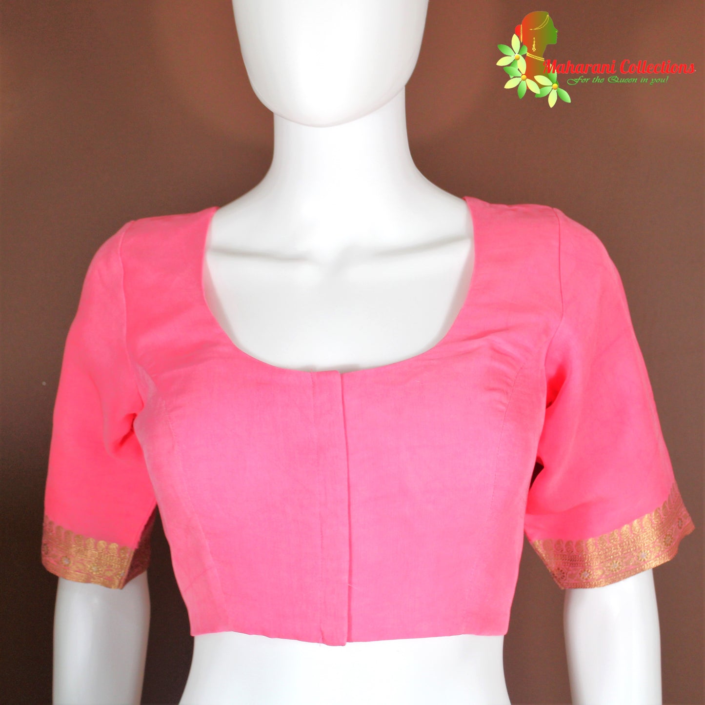 Maharani's Pure Banarasi Khaddi Georgette Saree - Pink (with Stitched Blouse and Petticoat)