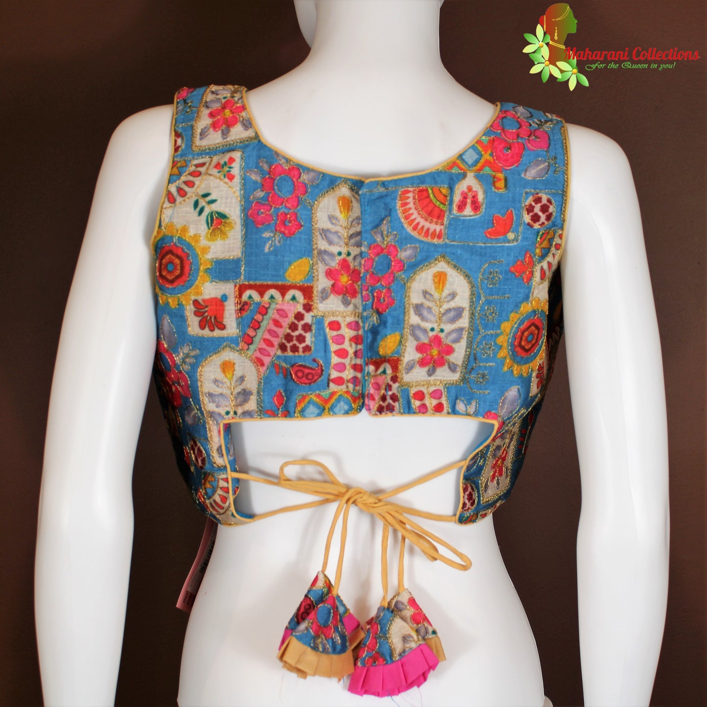 Maharani's Cotton Floral Blouse - Blue