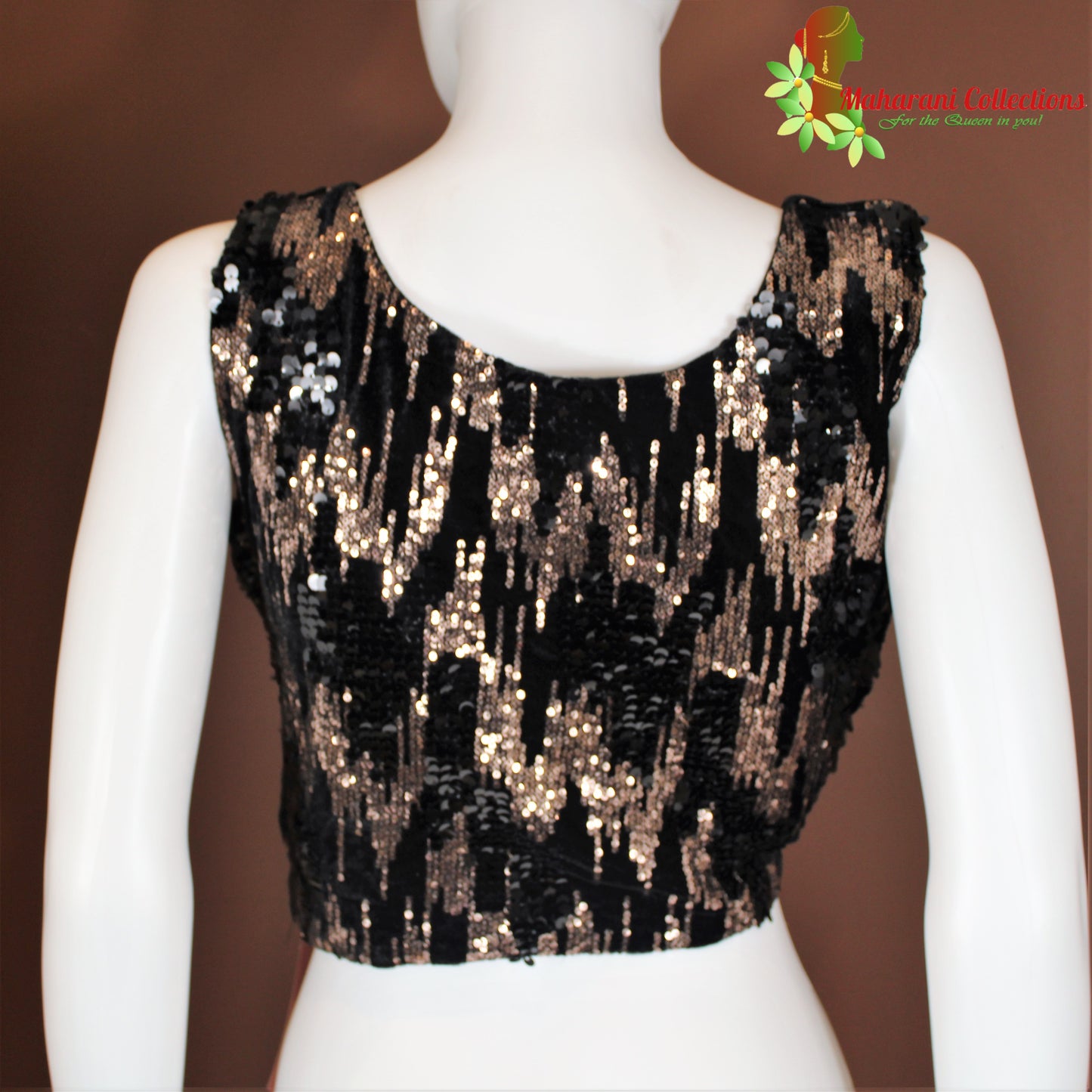 Maharani's Sequins Work Designer Blouse - Black