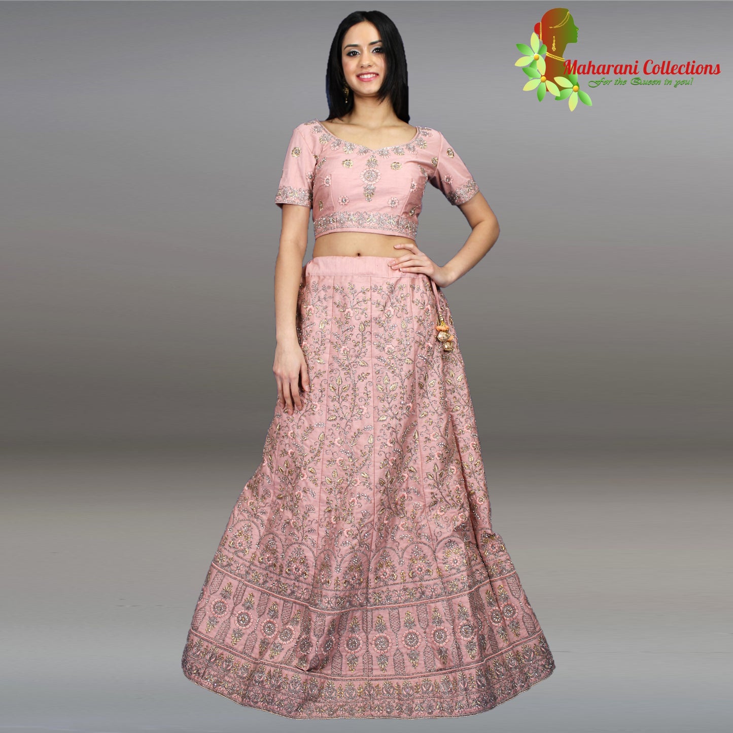 Maharani's Designer Net-Silk Lehenga - Light Purple with Zari, Sequins and Mirror Embroidery