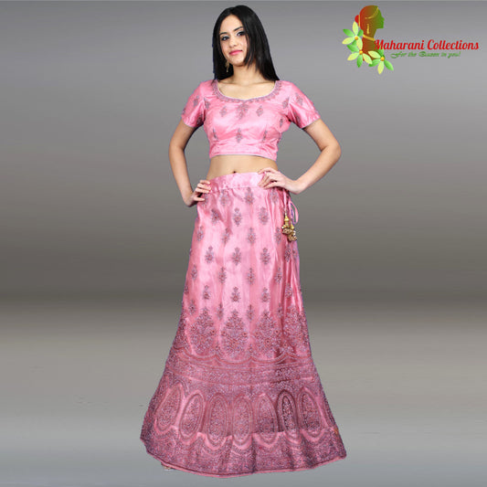 Designer Net-Silk Lehenga - Purple with Zari and Sequins Embroidery