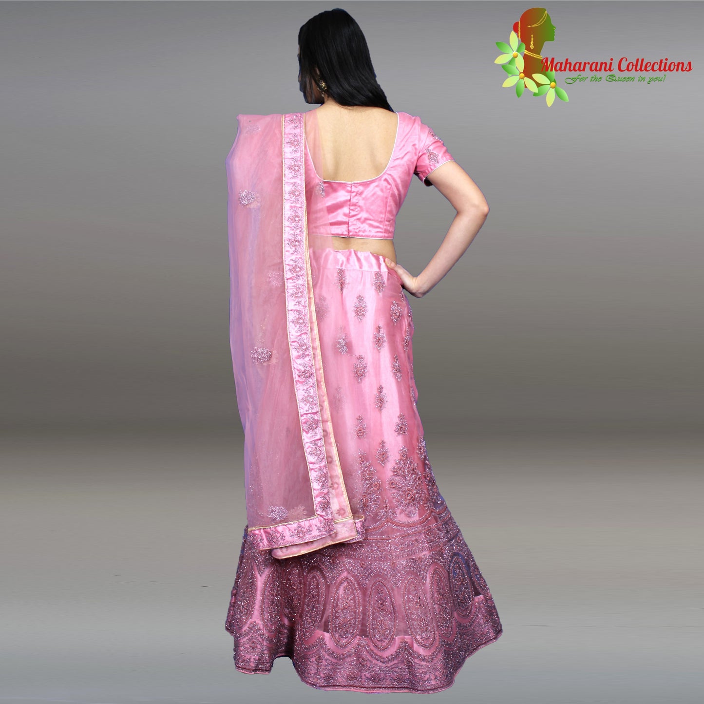 Designer Net-Silk Lehenga - Purple with Zari and Sequins Embroidery