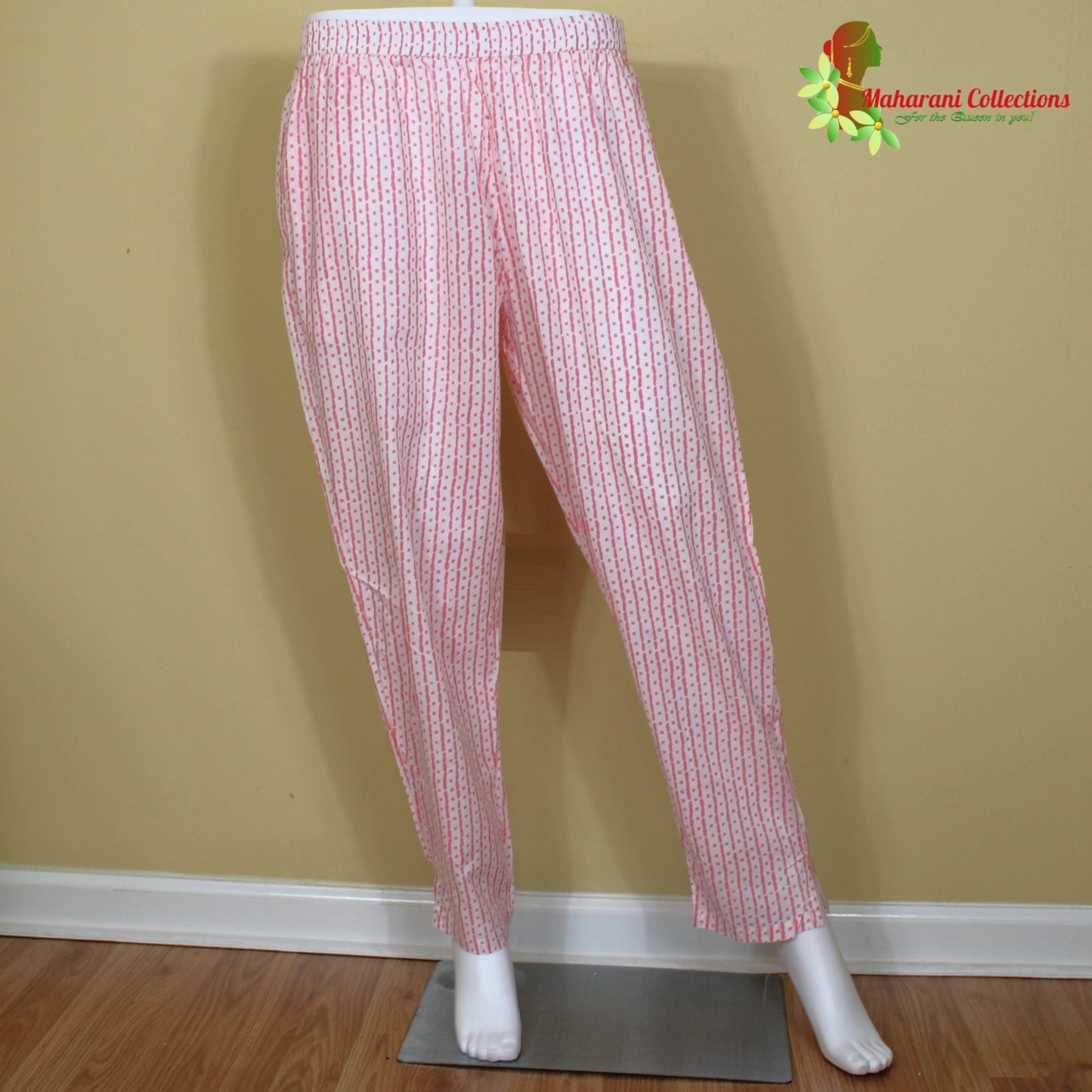 Maharani's Anarkali Suit - White Floral (L) - Pure Muslin Silk