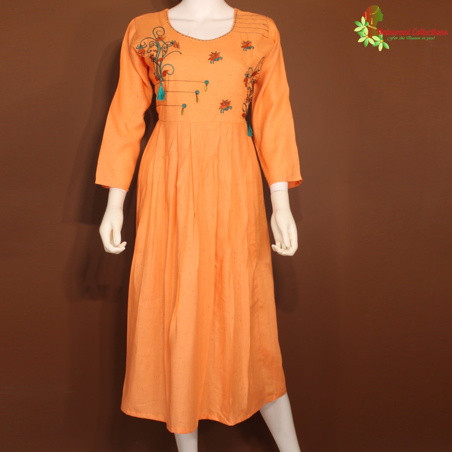 Maharani's Long Dress - Soft Cotton - Orange (L)