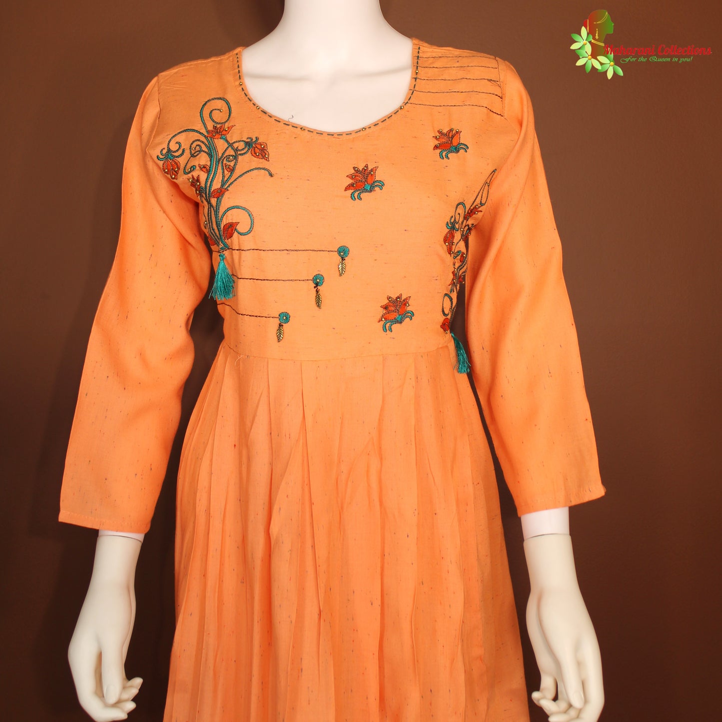Maharani's Long Dress - Soft Cotton - Orange (L)