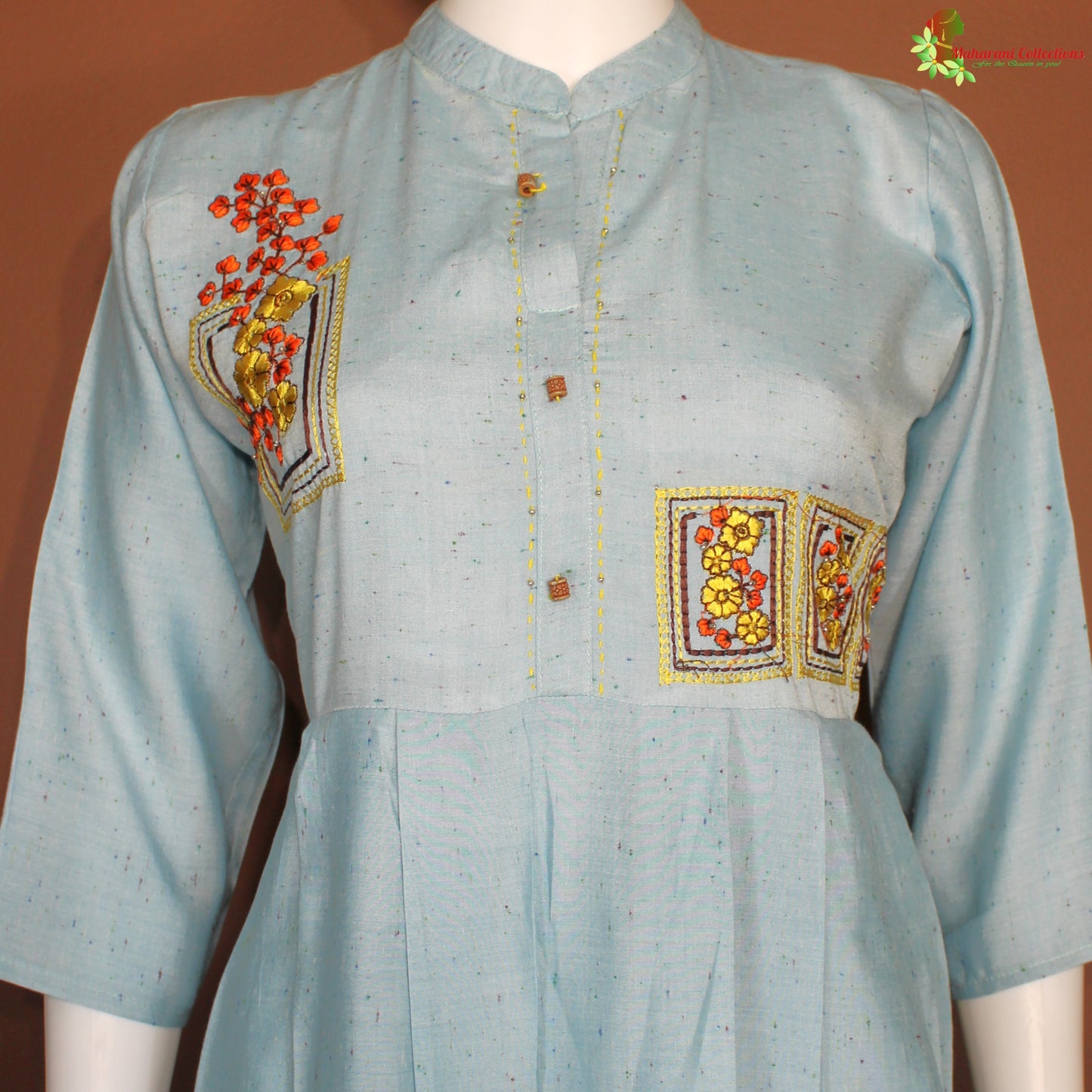 Maharani's Long Dress - Soft Cotton - Sky Blue (M)