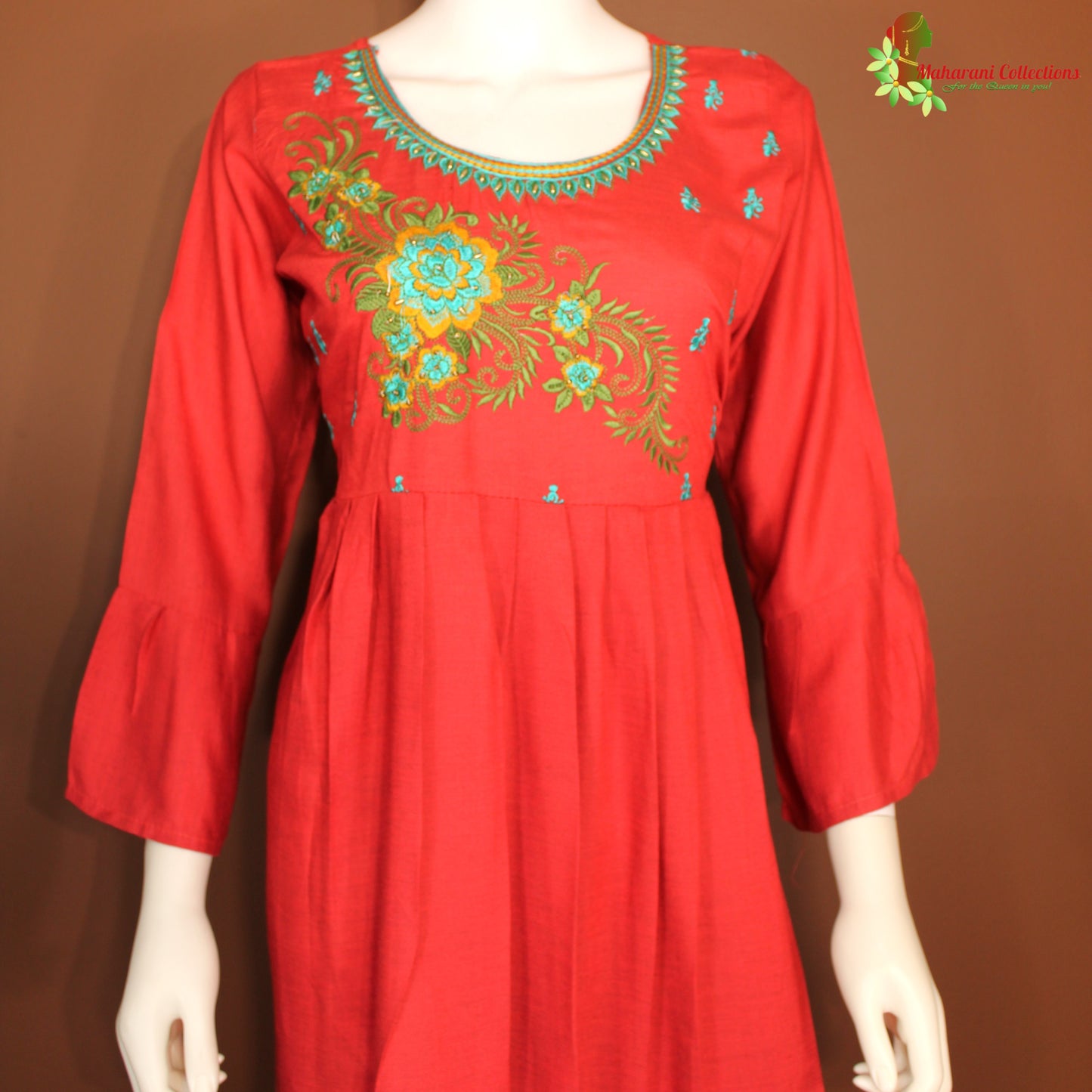 Maharani's Long Dress - Soft Cotton - Red (M)