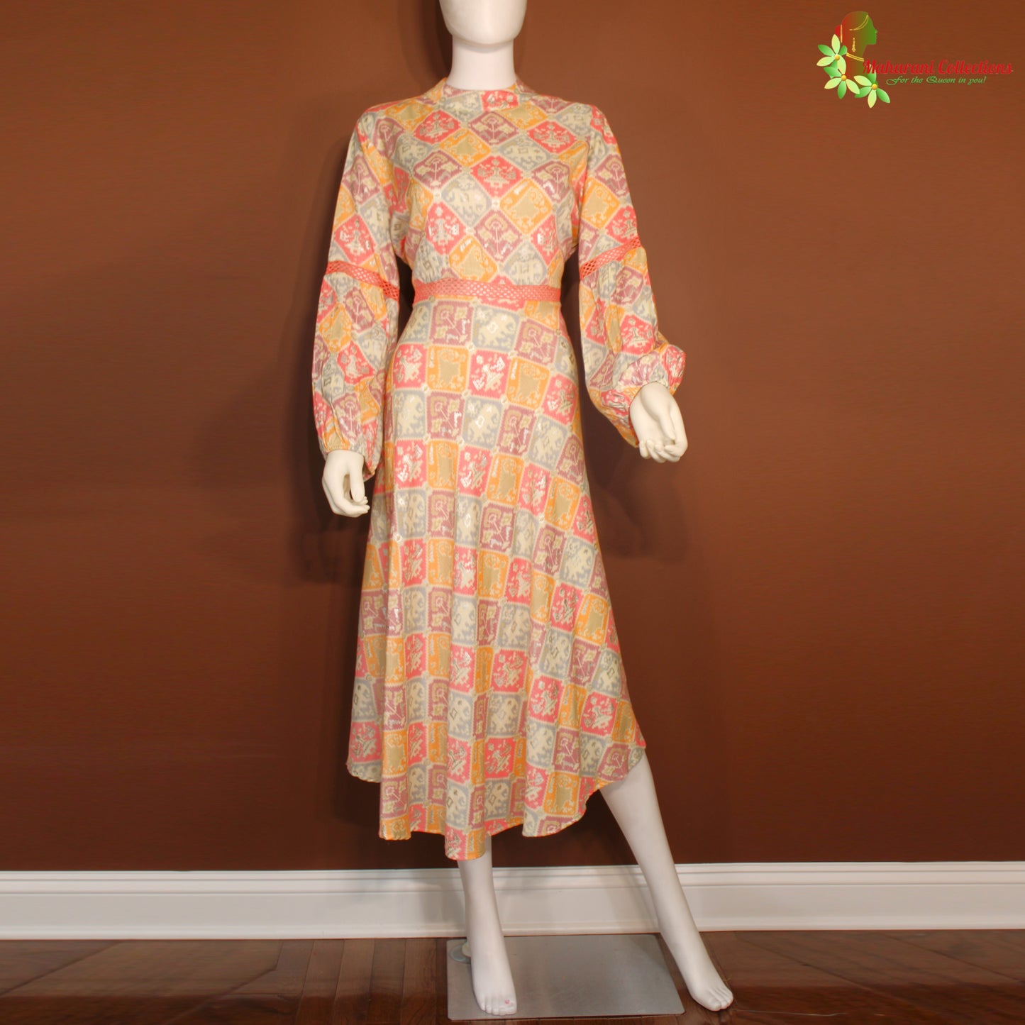 Maharani's Long Dress - Satin Silk - Pink (L)