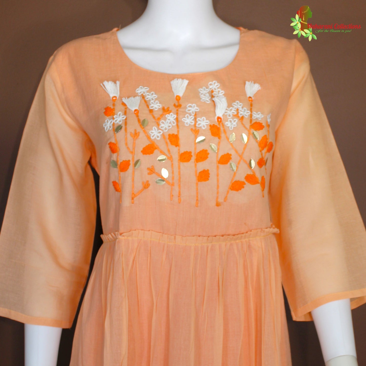 Maharani's Long Dress - Soft Cotton - Orange (XL)