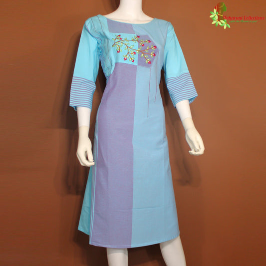 Maharani's Soft Cotton Short Dress - Sky Blue (L)