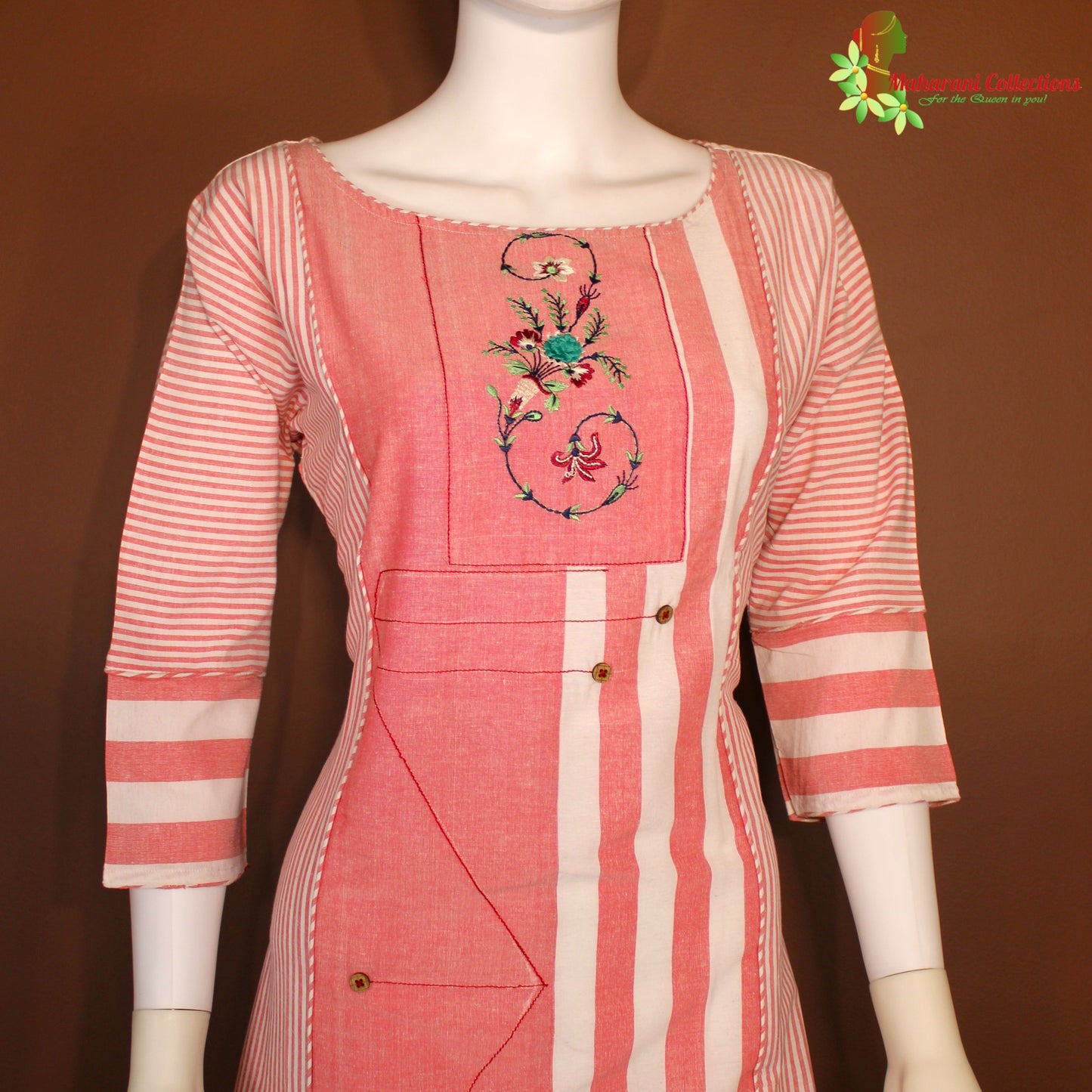 Maharani's Soft Cotton Short Dress - Peach (M)