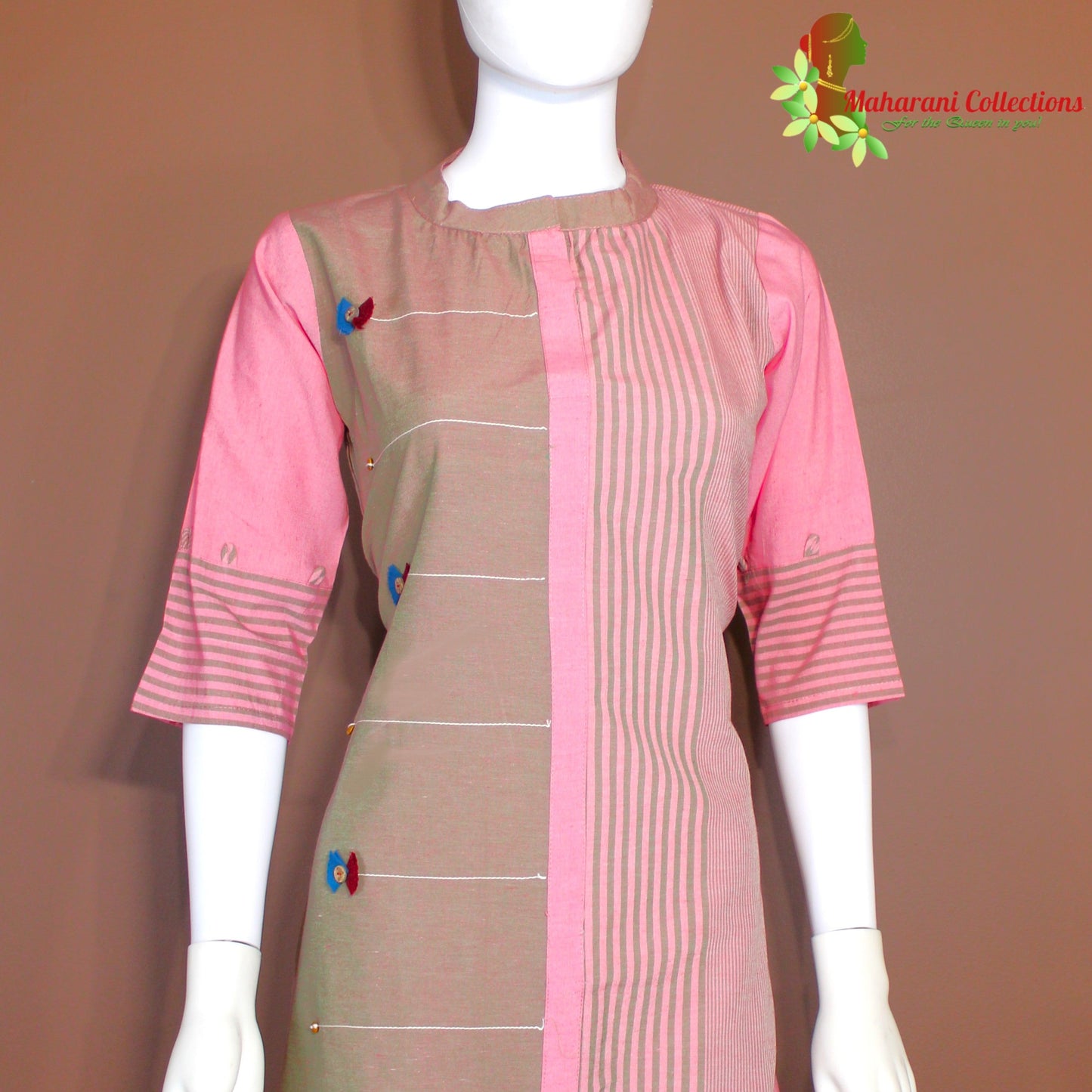 Maharani's Soft Cotton Short Dress - Pink (S)