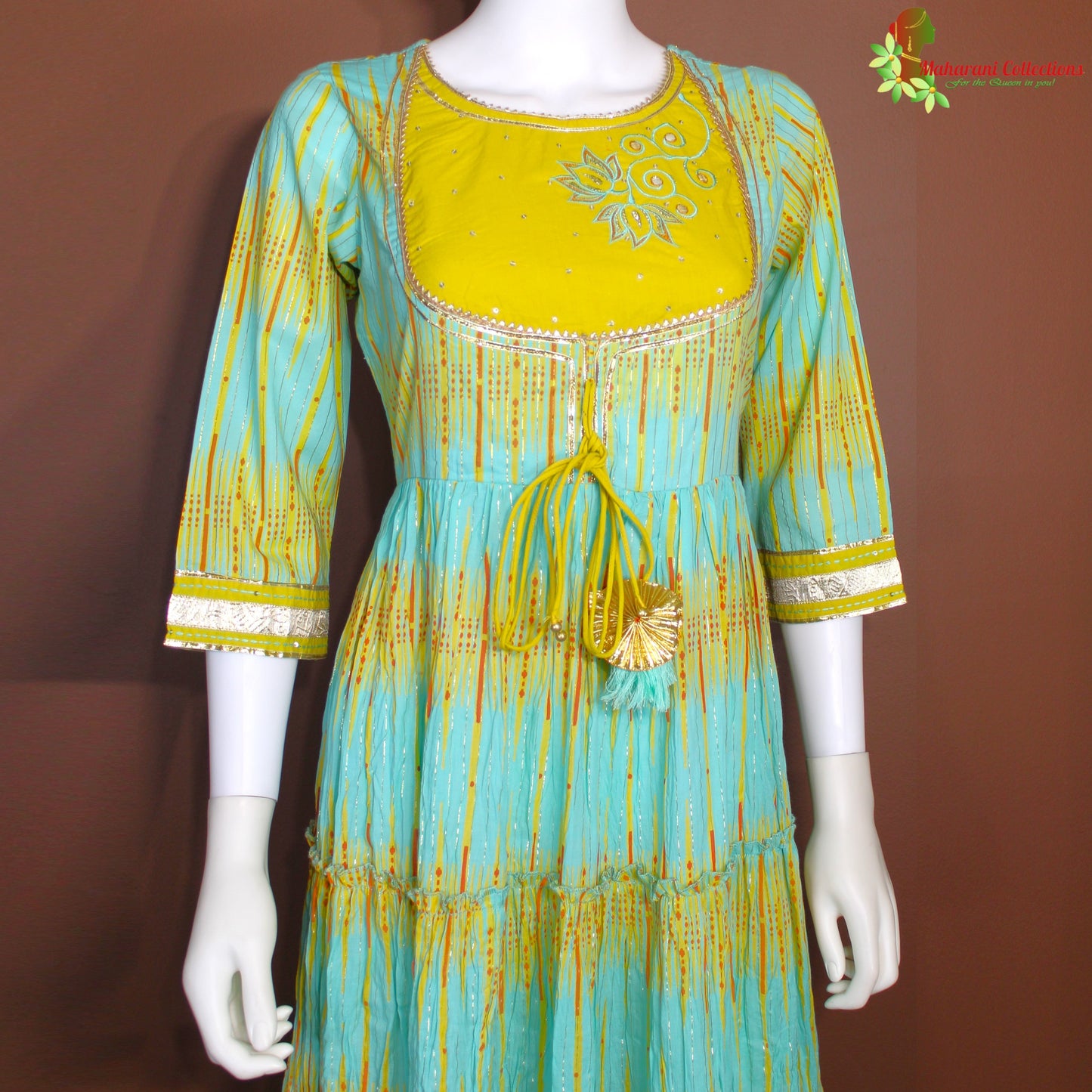 Maharani's Long Dress - Soft Cotton - Sea Green (M)