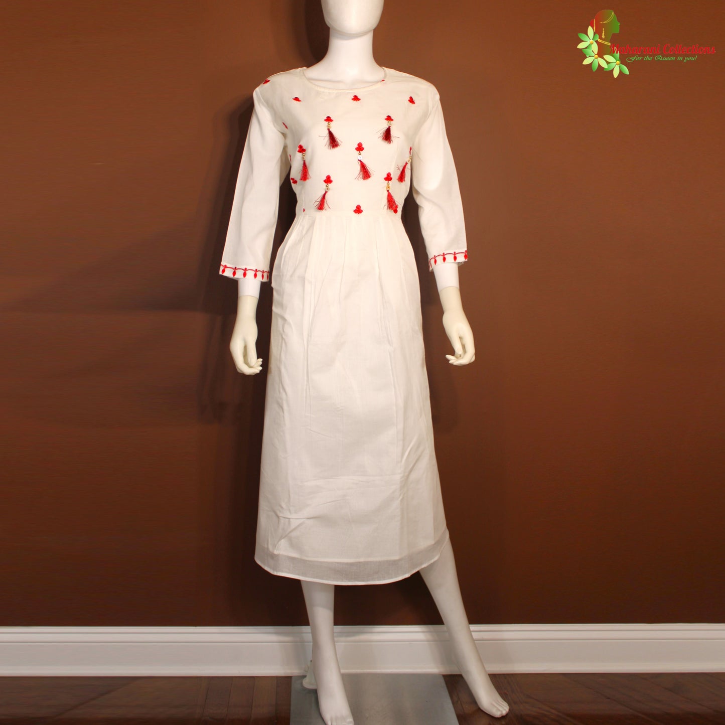 Maharani's Long Dress - Soft Cotton - White (L)