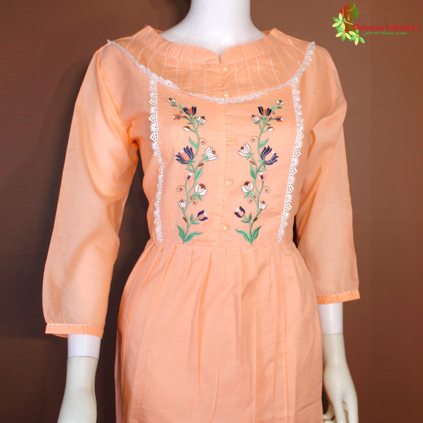 Maharani's Long Dress - Soft Cotton - Peach (M)