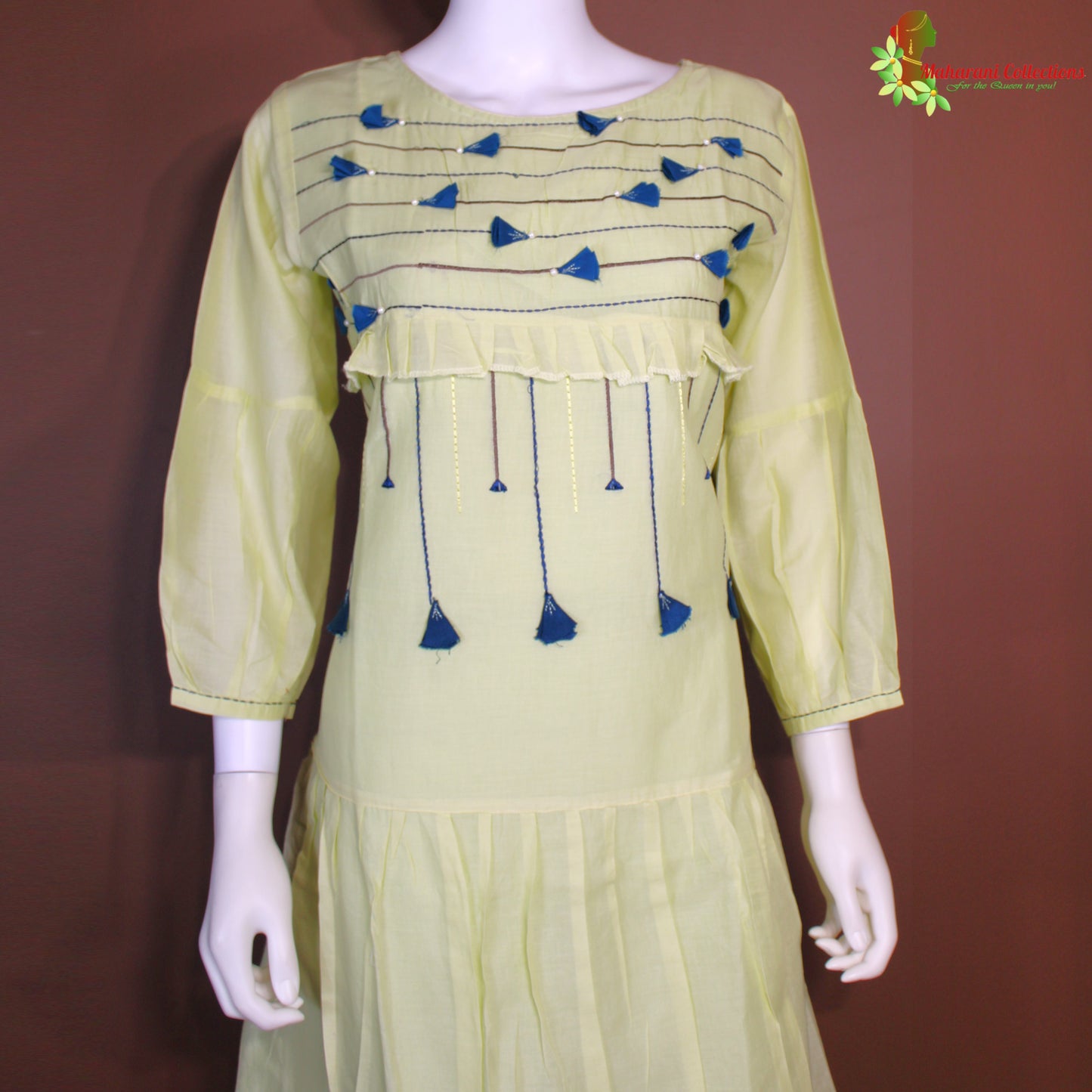 Maharani's Long Dress - Soft Cotton - Lemon Yellow (M)