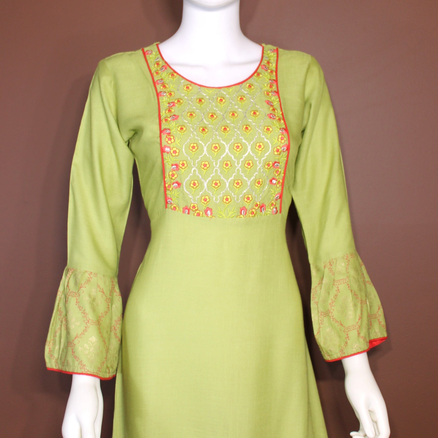 Maharani's Soft Cotton Long Dress - Green (S)