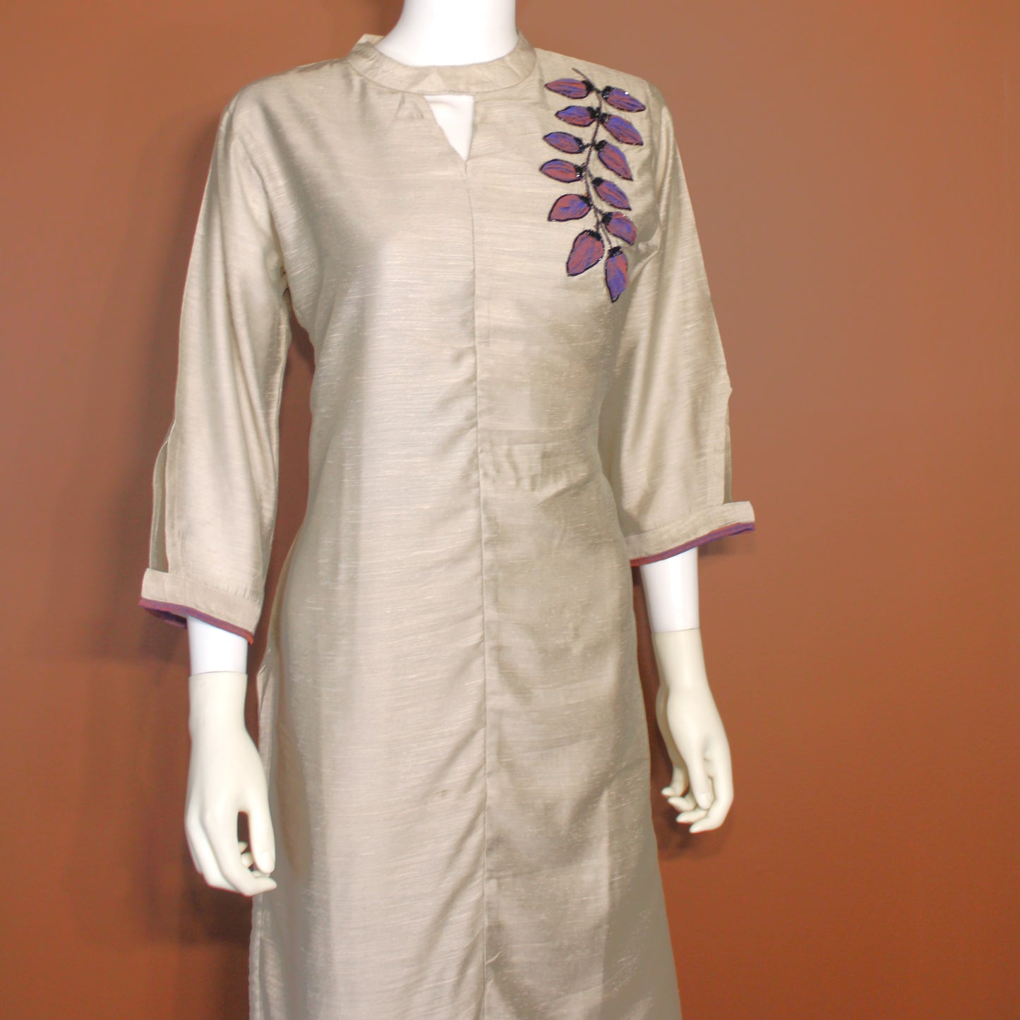 Maharani's Cotton Silk Long Dress - Grey (L)