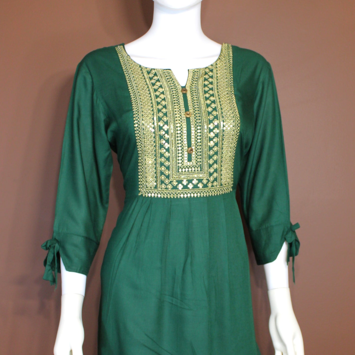 Maharani's Long Dress - Soft Cotton - Dark Green (M)