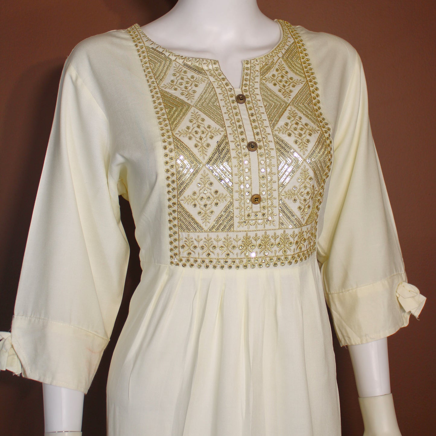 Maharani's Long Dress - Soft Cotton - Cream (XL)