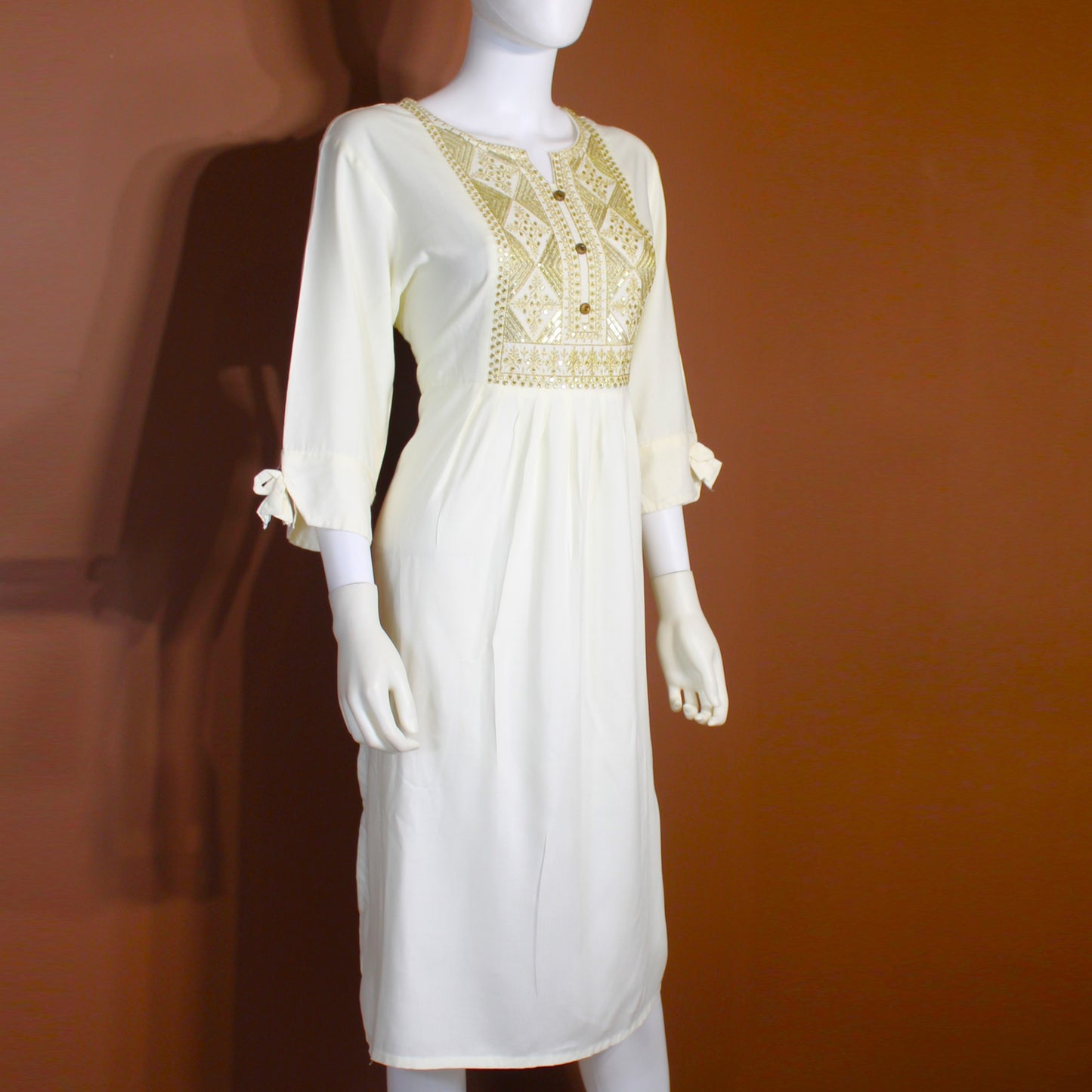 Maharani's Long Dress - Soft Cotton - Cream (XL)