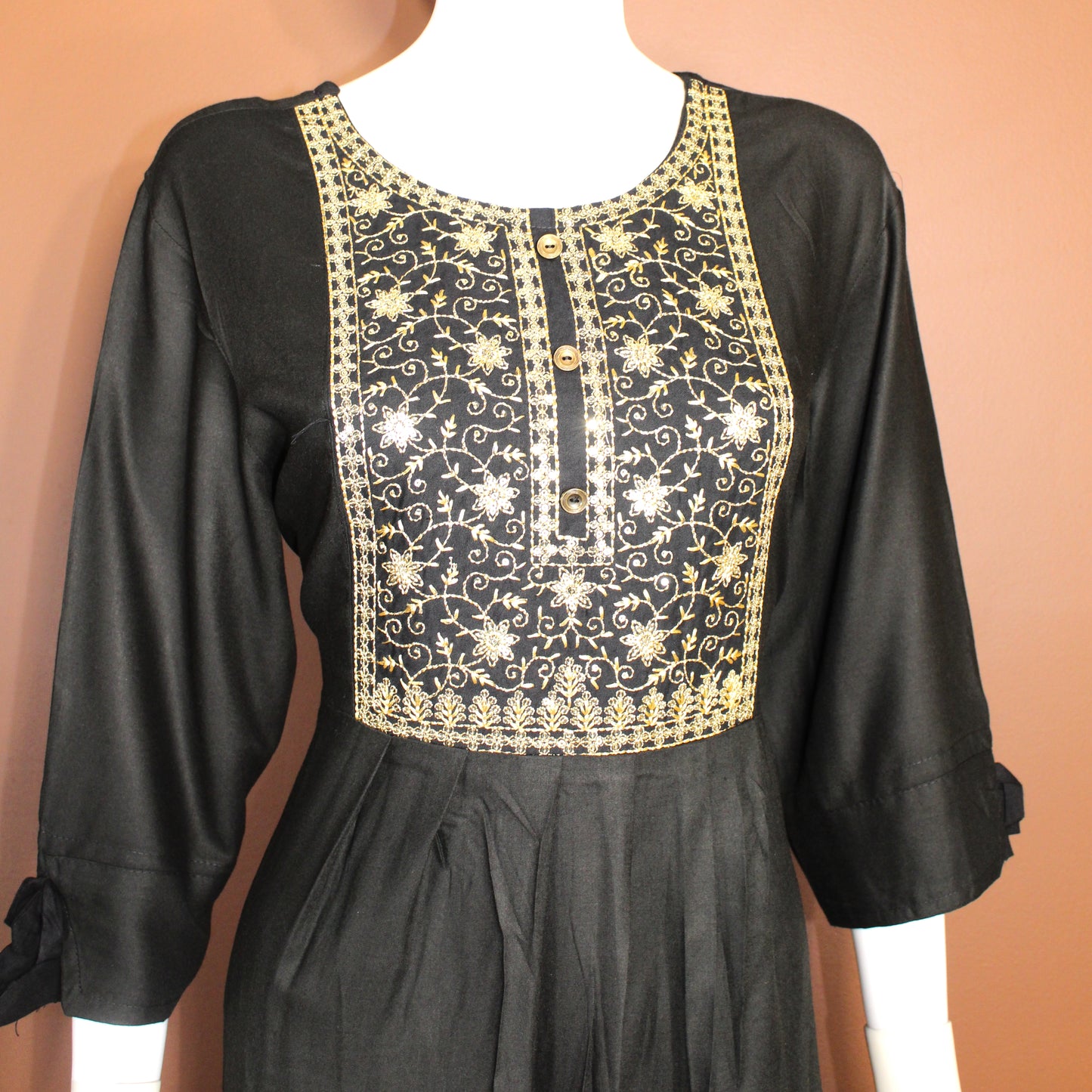 Maharani's Long Dress - Soft Cotton - Black (XL)