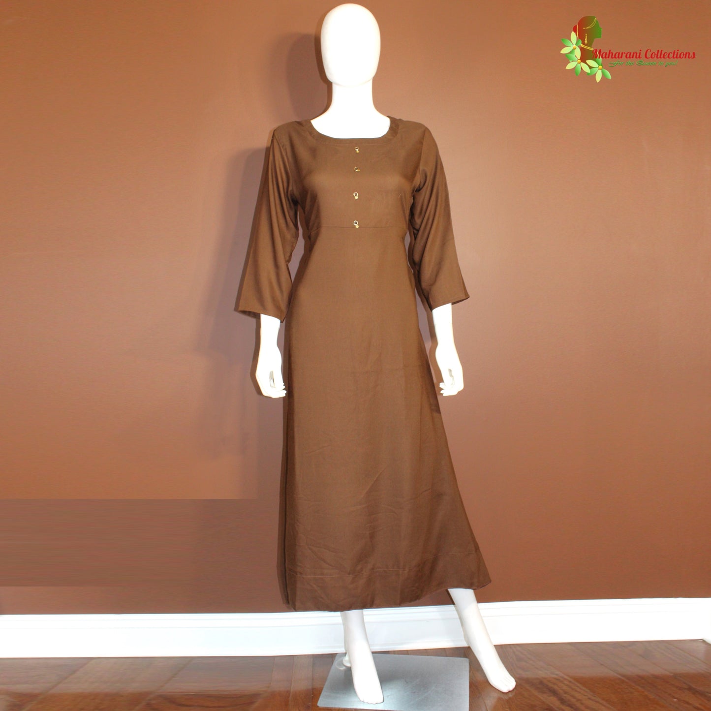 Maharani's Long Dress - Soft Cotton - Coffee Brown (L)