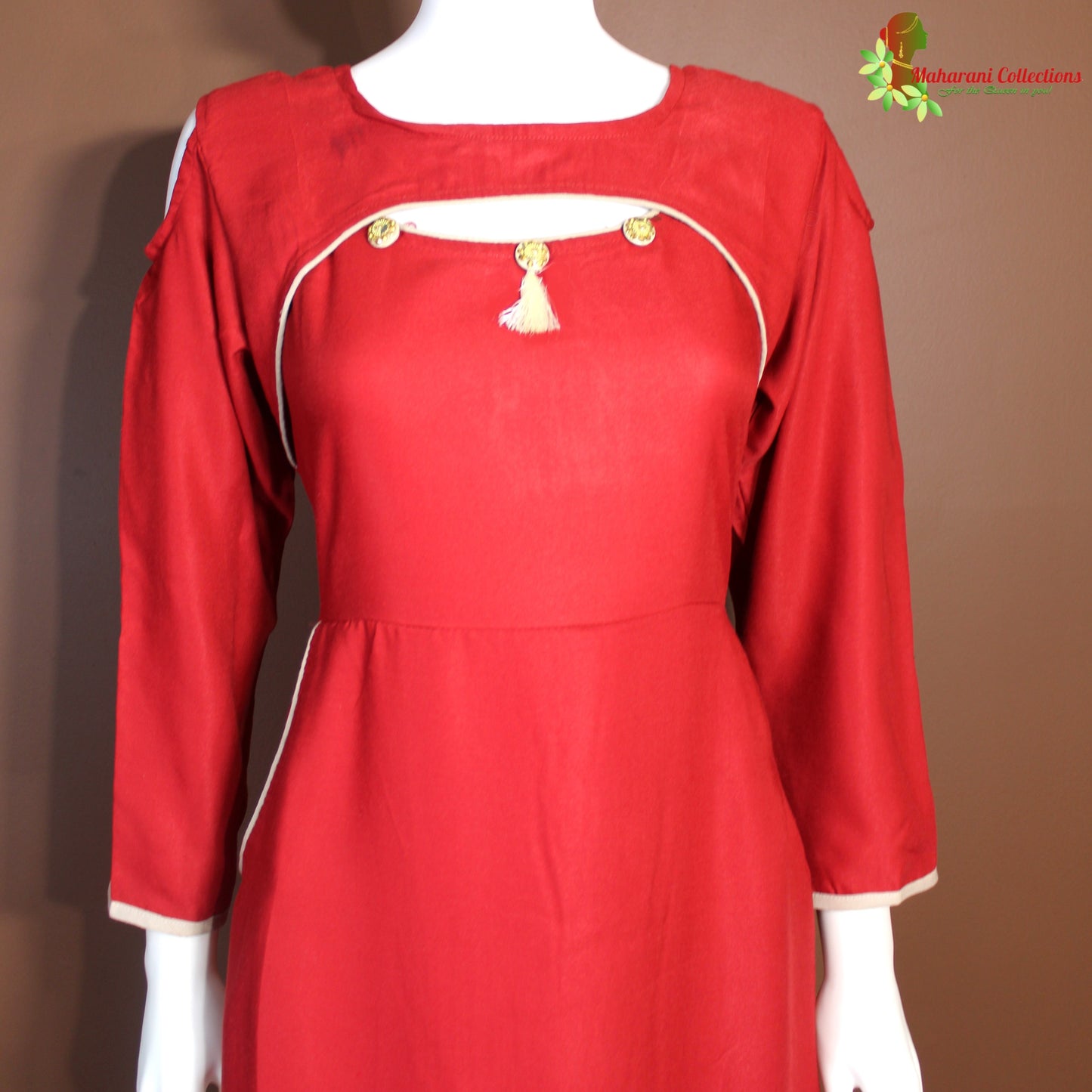 Maharani's Satin Silk Evening Dress - Maroon (L)
