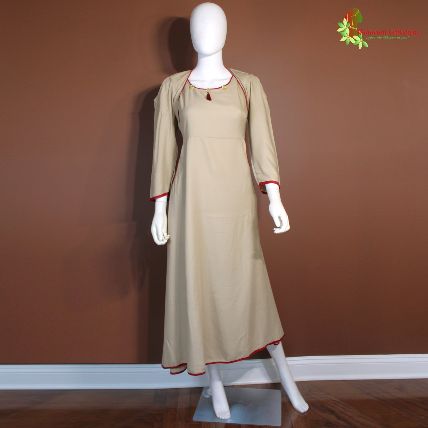 Maharani's Satin Silk Evening Dress - Grey (L)