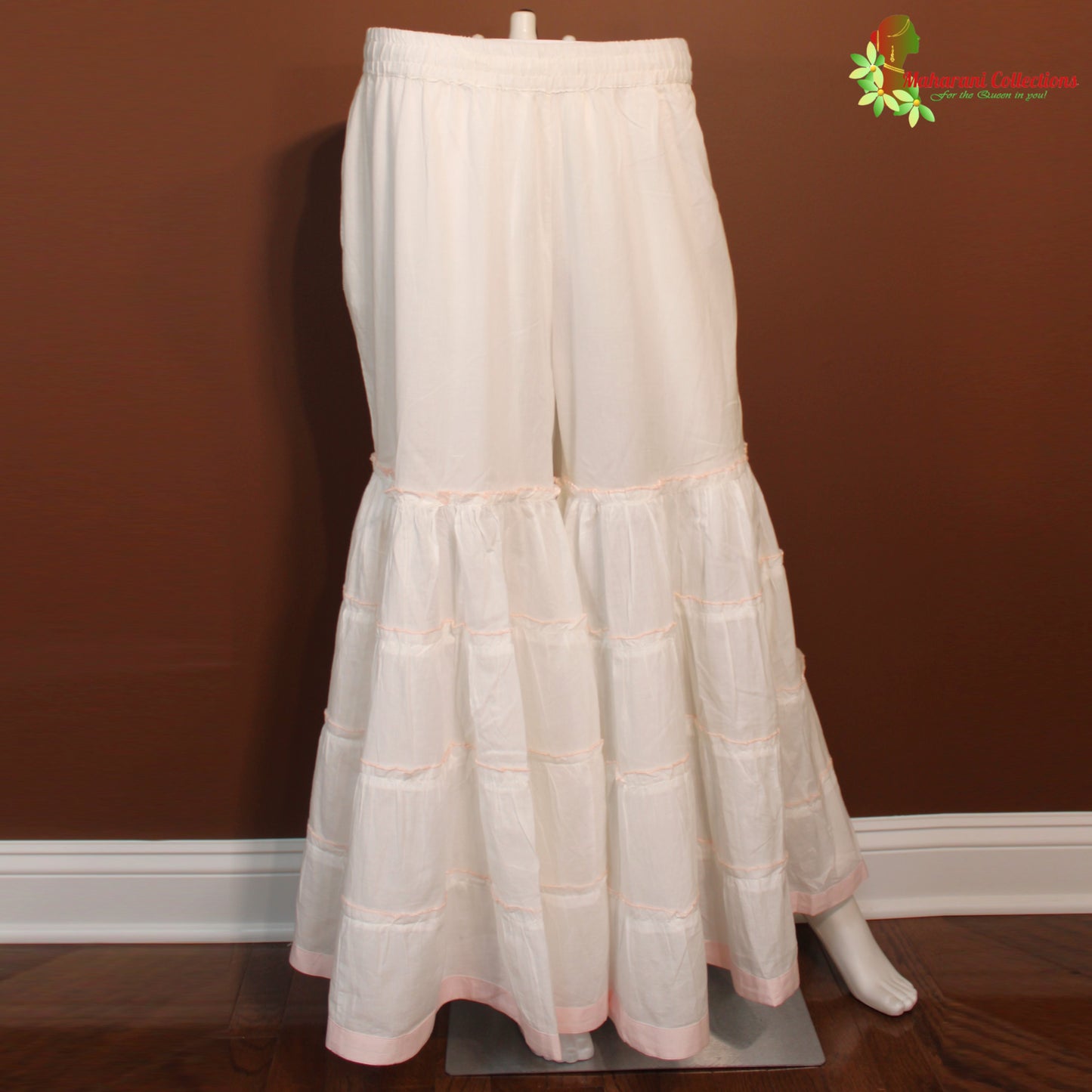 Maharani's Lucknowi Sharara Suit - Pink & White (XXL)