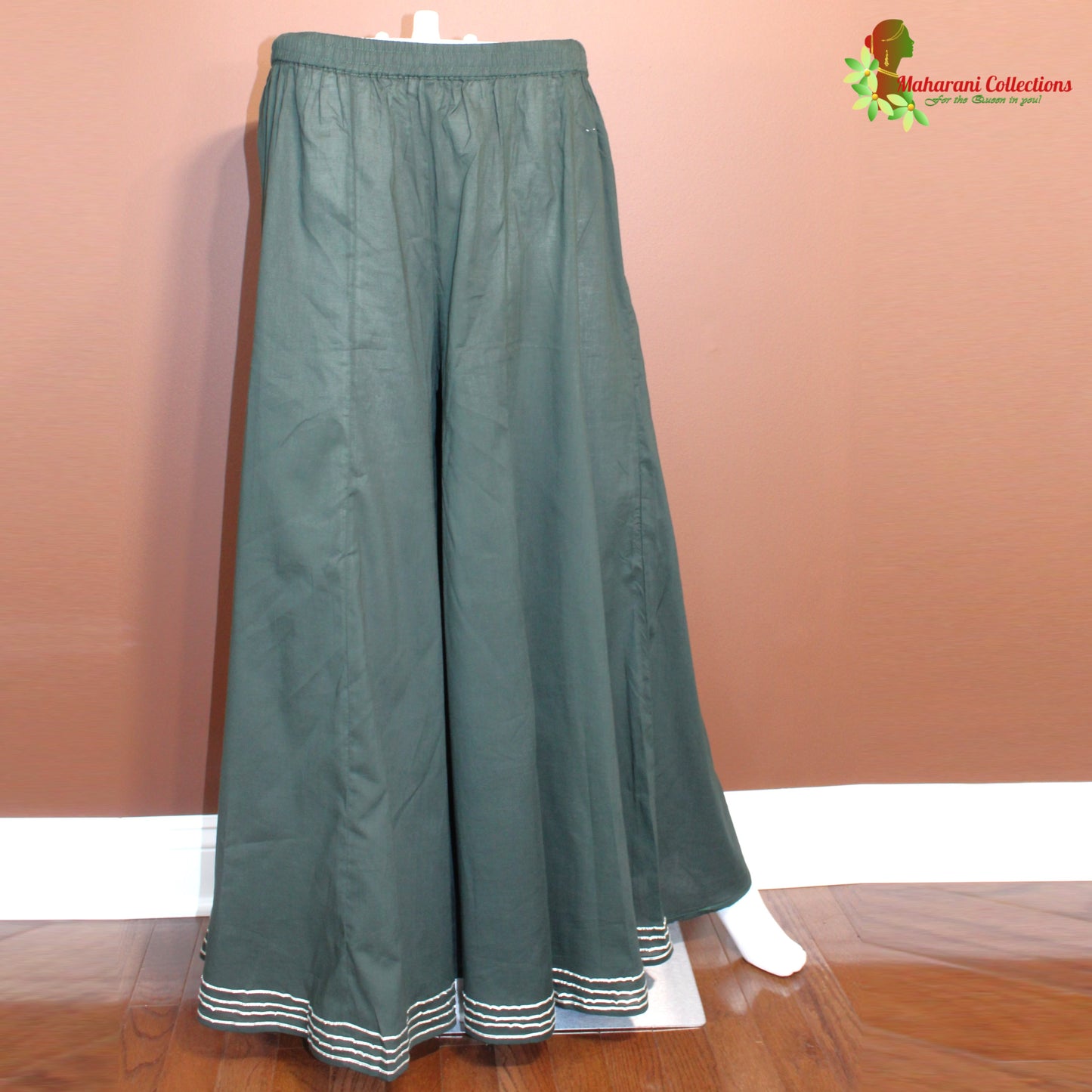 Maharani's Lucknowi Sharara Suit - Bottle Green (L)