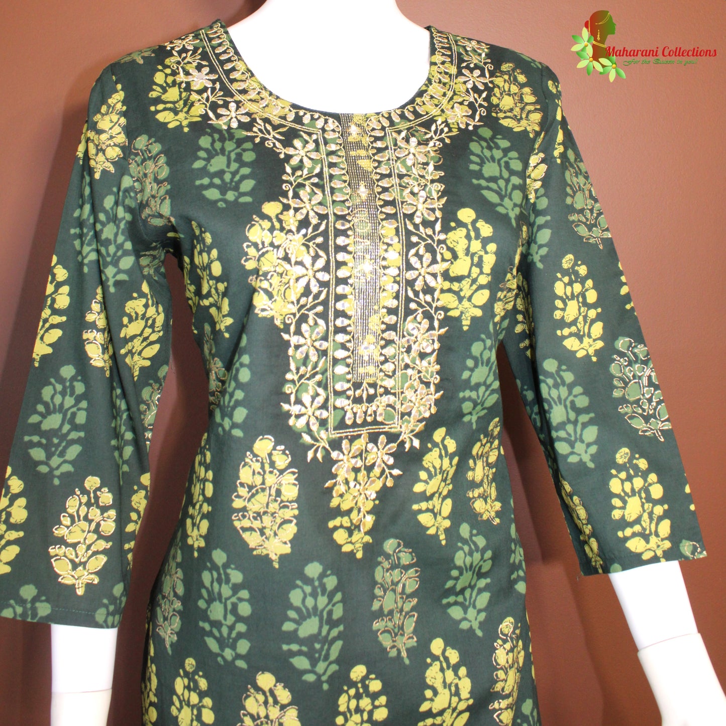 Maharani's Lucknowi Sharara Suit - Bottle Green (L)