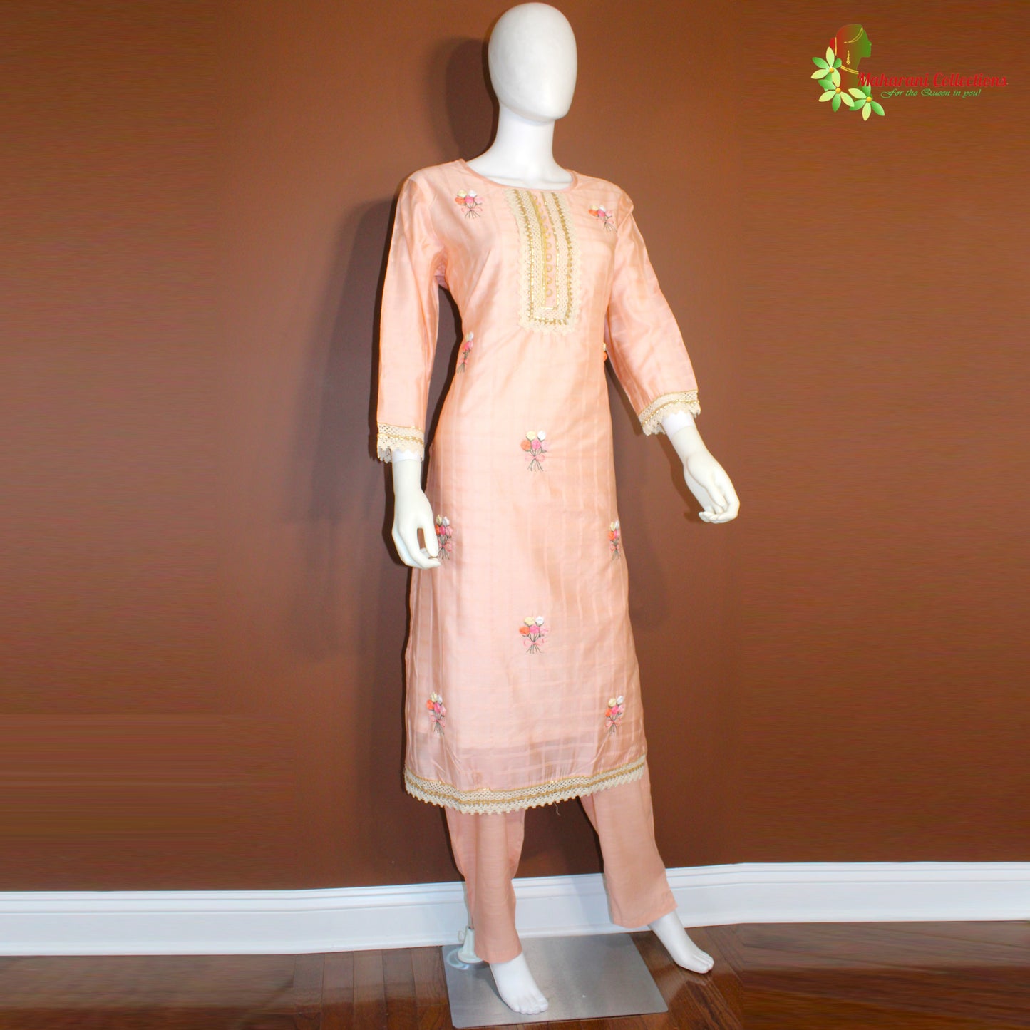 Maharani's Palazzo Suit Set - Cotton Silk - Pink (XL)
