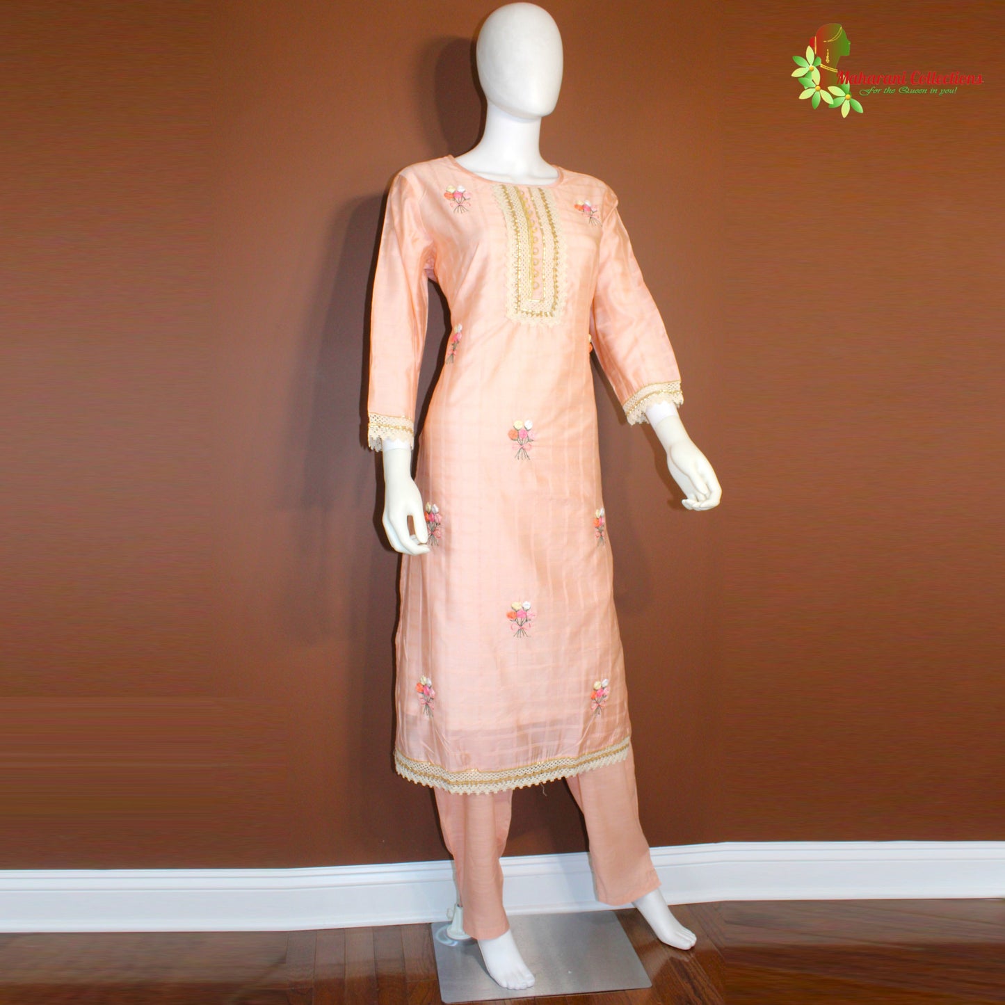 Maharani's Palazzo Suit Set - Cotton Silk - Pink (L)