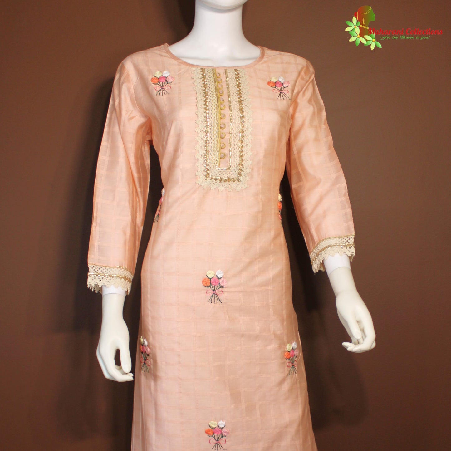 Maharani's Palazzo Suit Set - Cotton Silk - Pink (XL)