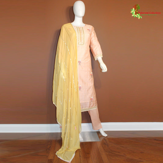 Maharani's Palazzo Suit Set - Cotton Silk - Pink (L)