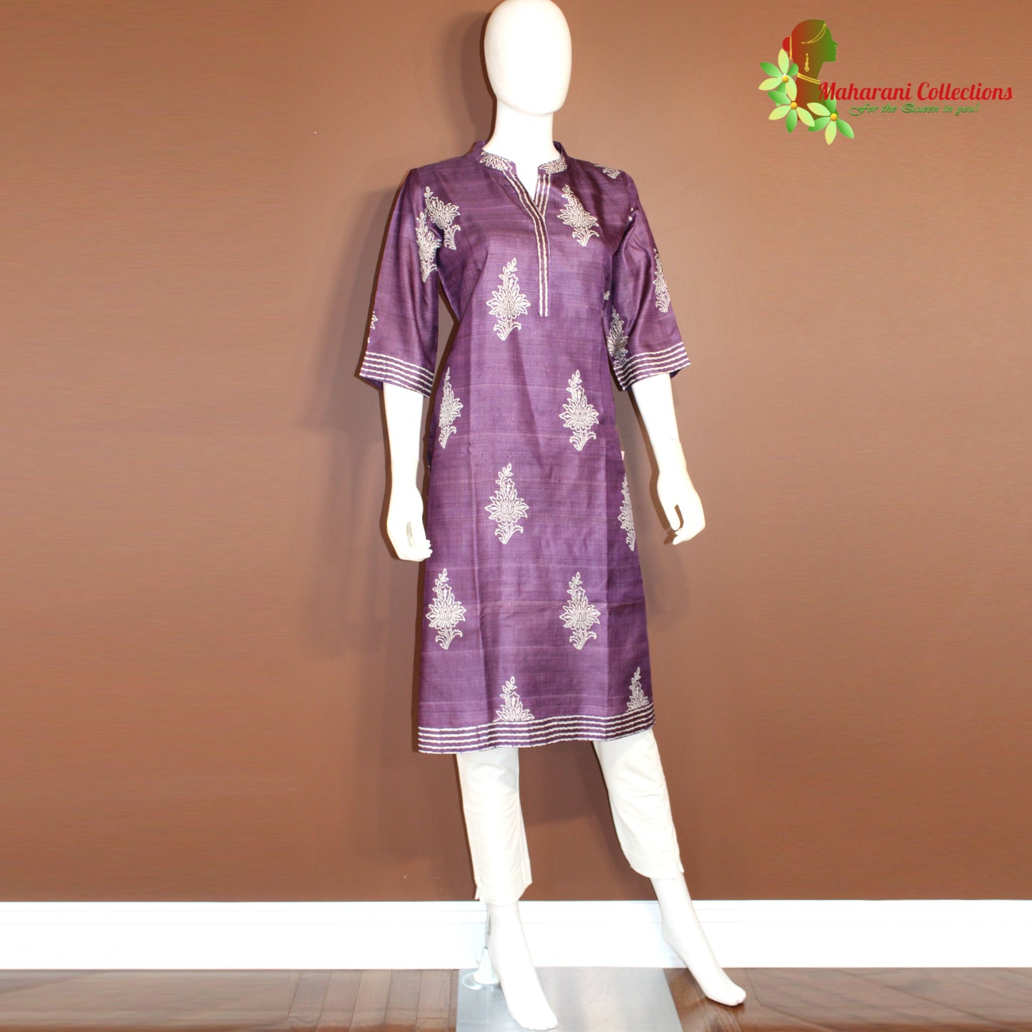 Maharani's Pant Suit - Cotton Silk - Purple (M)