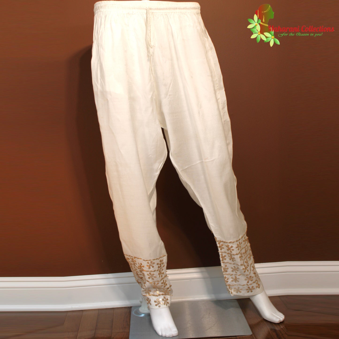 Maharani's Lucknowi Chikankari Palazzo Suit - White (L) - Pure Georgette