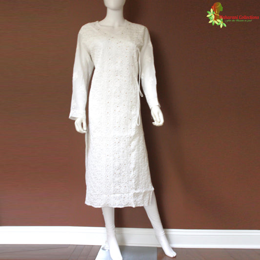Maharani's Lucknowi Chikankari Pant Suit - White (XL) - Pure Cotton