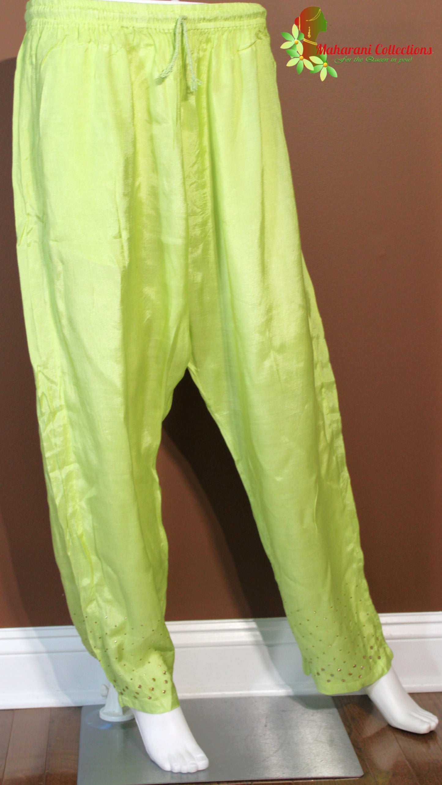 Maharani's Lucknowi Chikankari Palazzo Suit - Pista Green (XL) - Cotton Silk