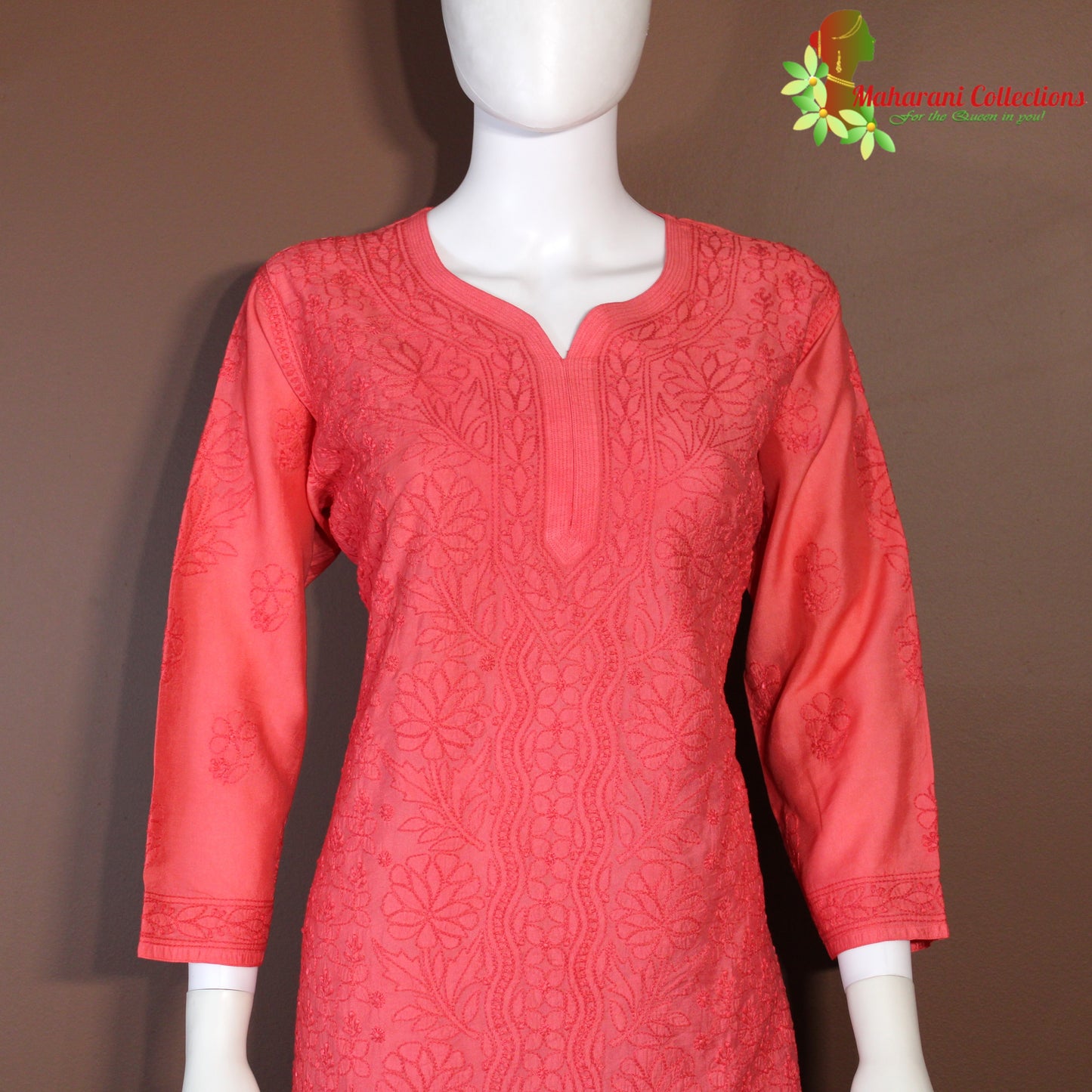 Maharani's Lucknowi Chikankari Sharara Suit - Red (XL) - Pure Cotton