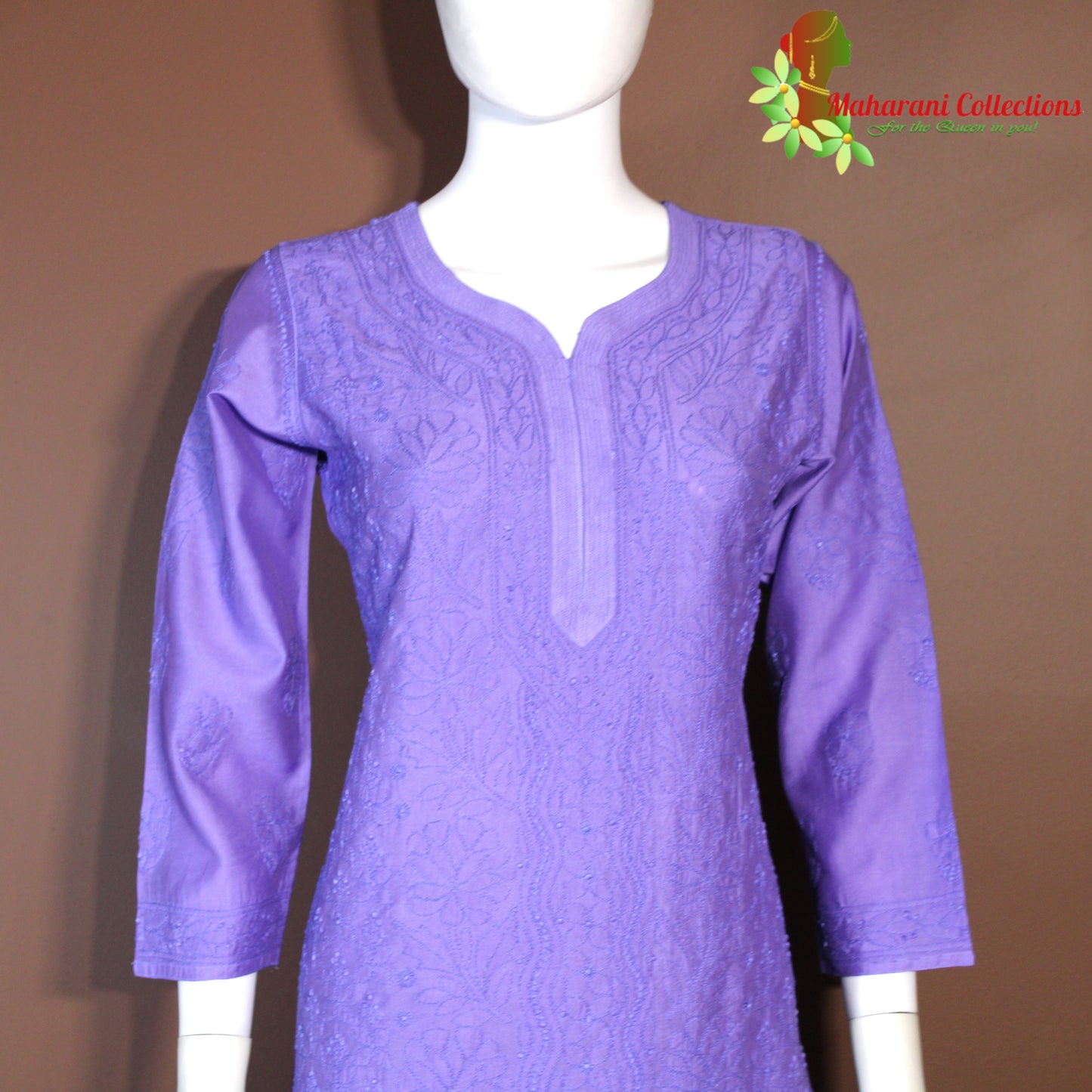 Maharani's Lucknowi Chikankari Sharara Suit - Purple (M) - Pure Cotton