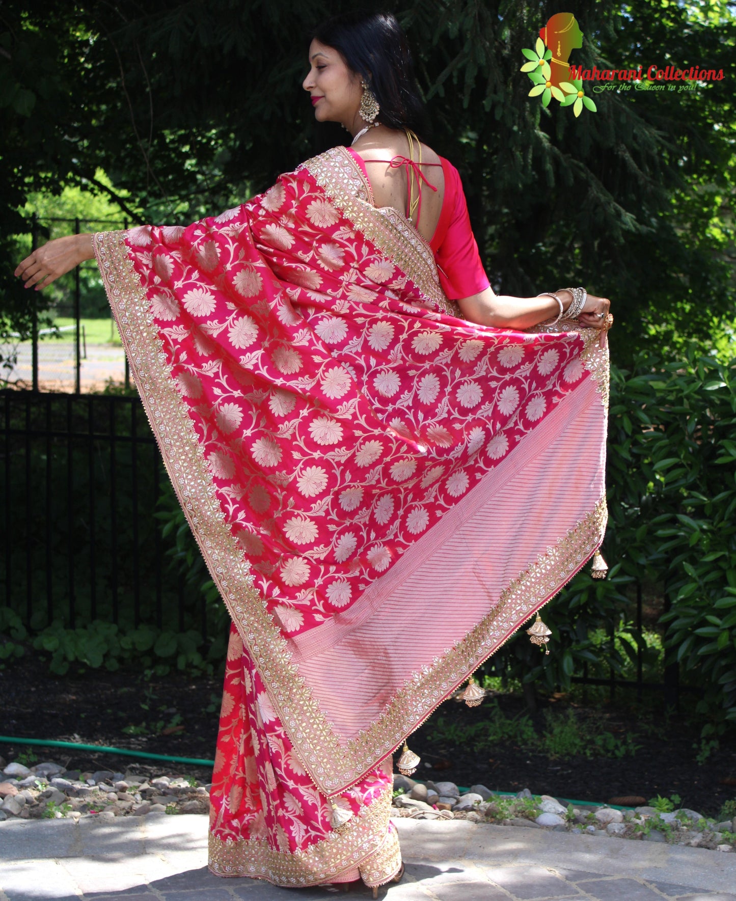 Maharani's Pure Banarasi Silk Saree - Bridal Red (with Stitched Blouse and Petticoat)