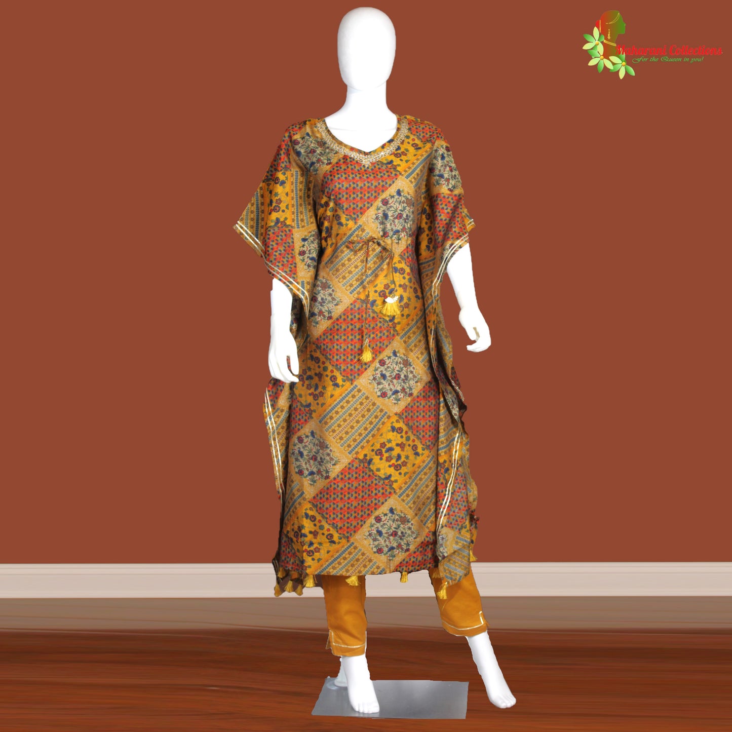 Maharani's Kaftan Suit - Muslin Silk - Mustard Yellow (S, M, L)