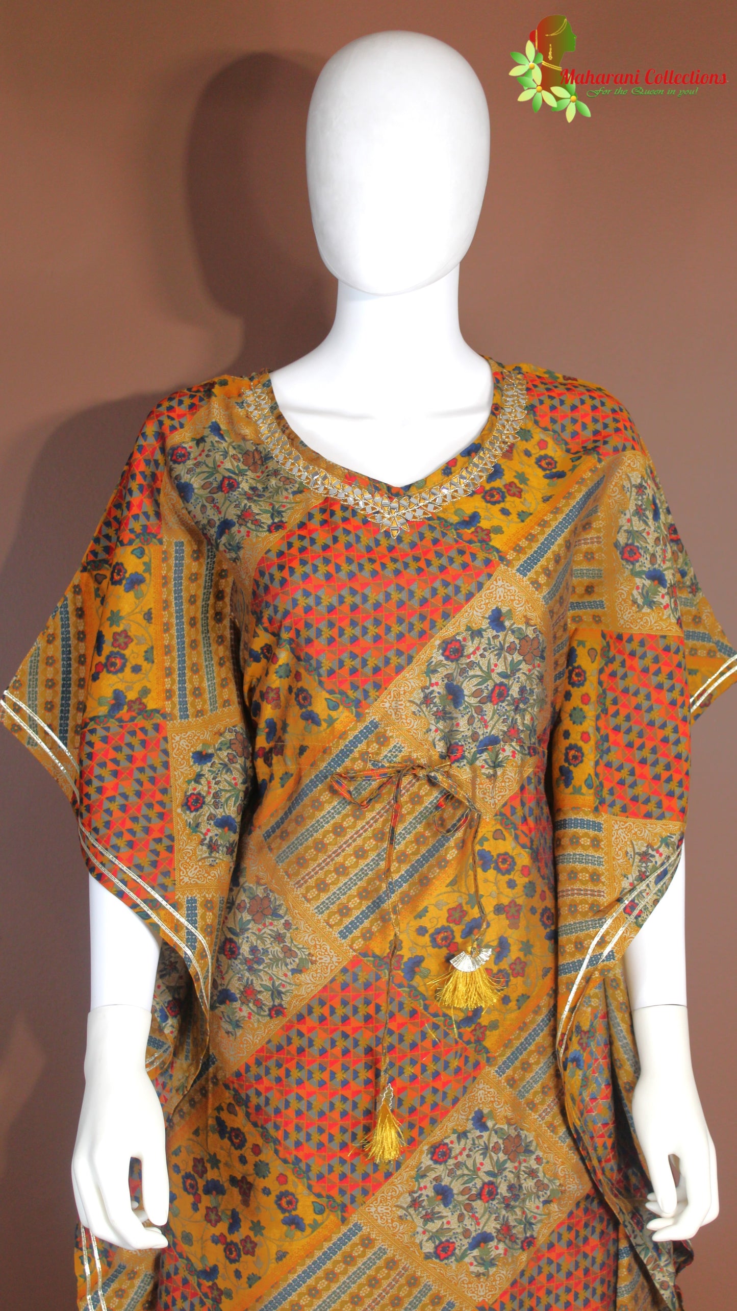 Maharani's Kaftan Suit - Muslin Silk - Mustard Yellow (S, M, L)
