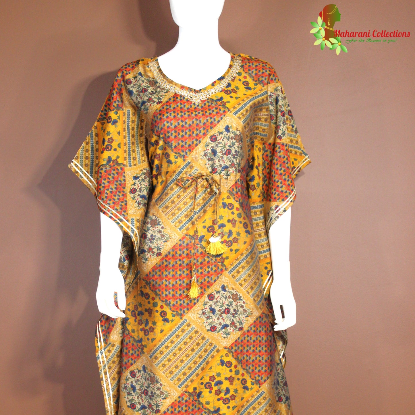 Maharani's Kaftan Suit - Muslin Silk - Mustard Yellow (S, M, L)