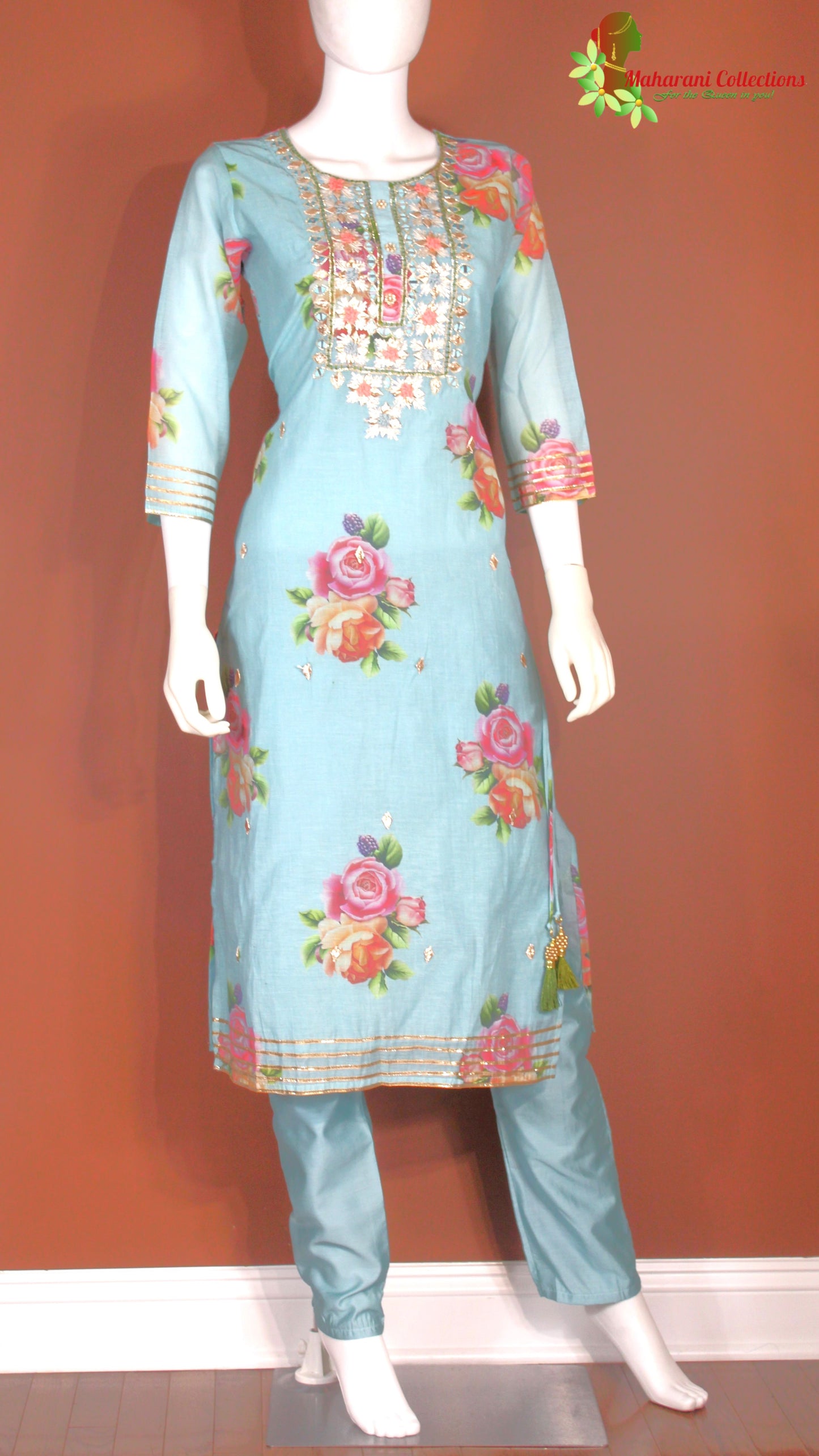 Maharani's Pant Suit - Cotton/Rayon - Sky Blue (S, M, L)