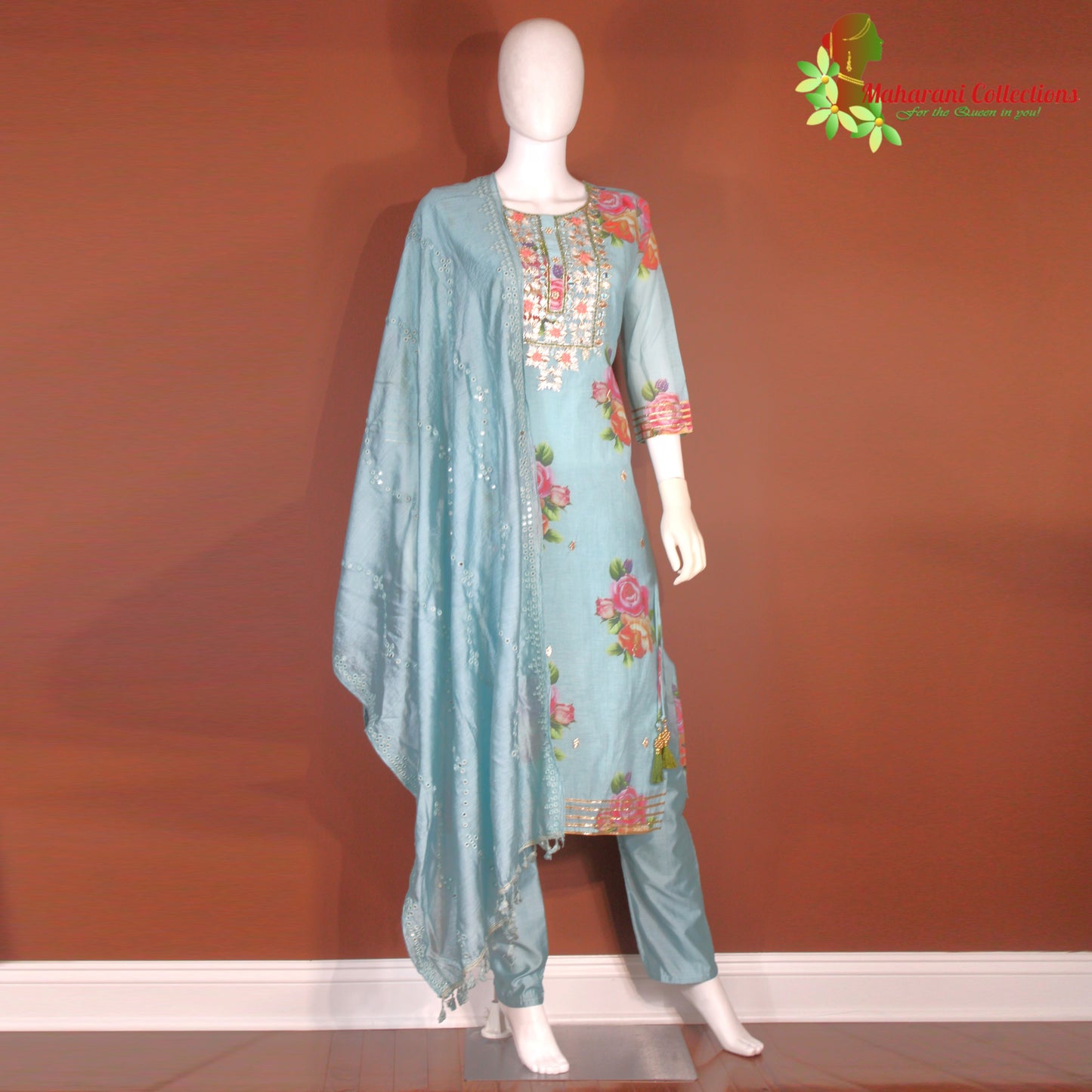 Maharani's Pant Suit - Cotton/Rayon - Sky Blue (S, M, L)