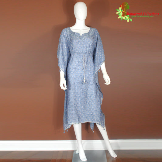Maharani's Kaftan Suit - Muslin Silk - Turquoise Blue (M, L, XL, XXL)