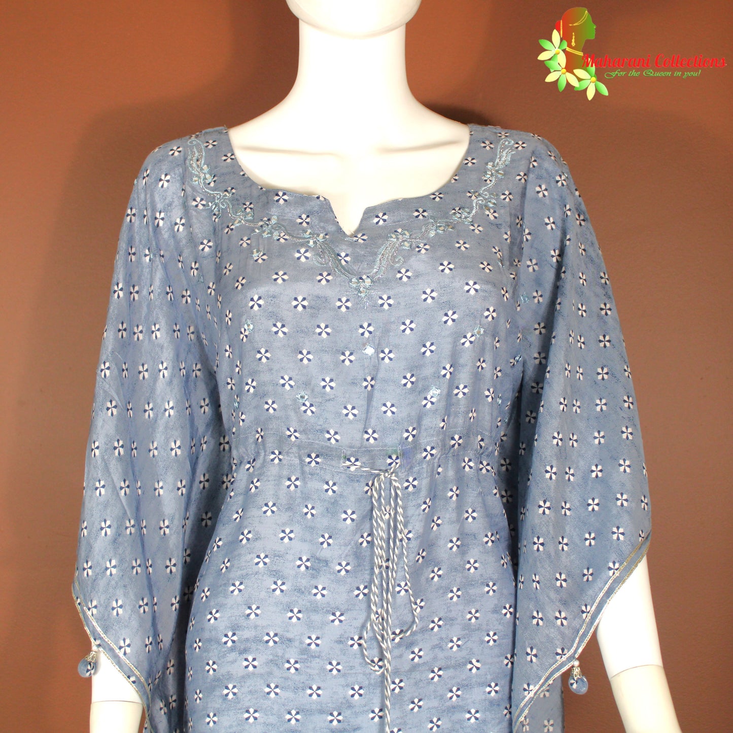 Maharani's Kaftan Suit - Muslin Silk - Turquoise Blue (M, L, XL, XXL)